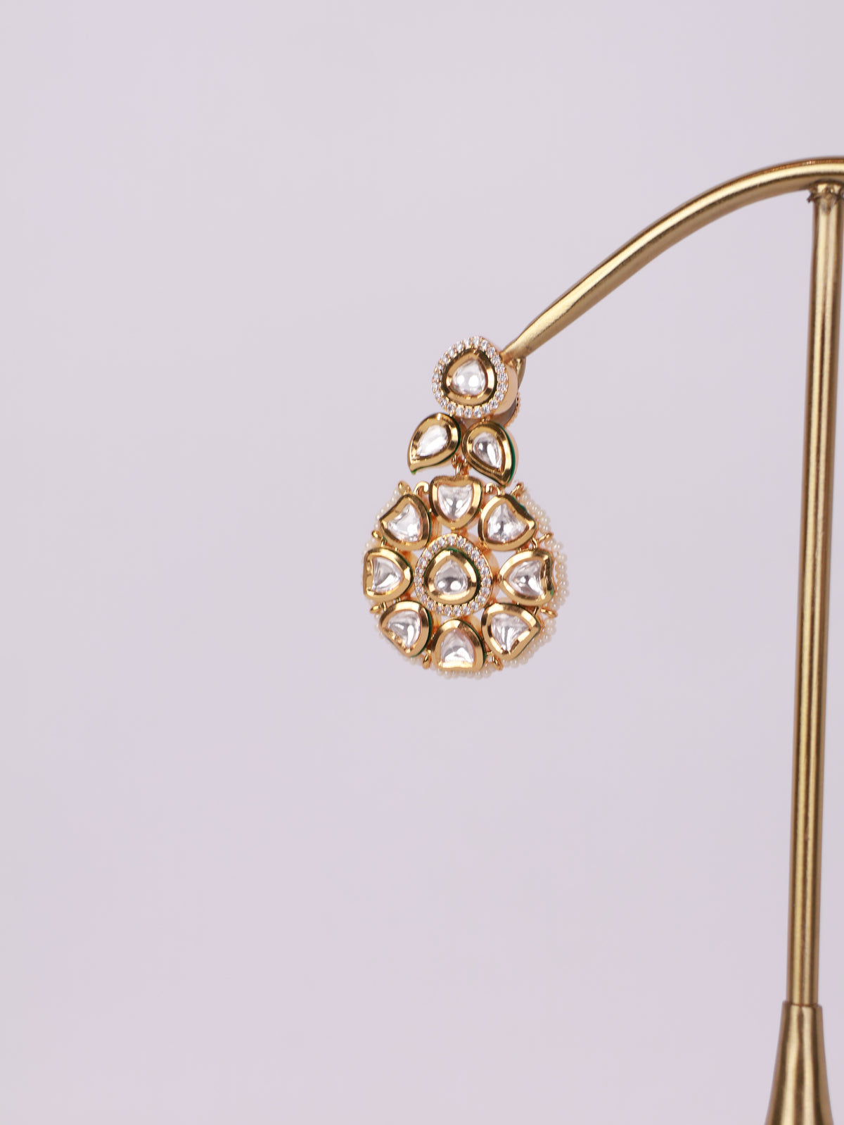 Royal Kundan Polki Floral Medallion Drop Earrings