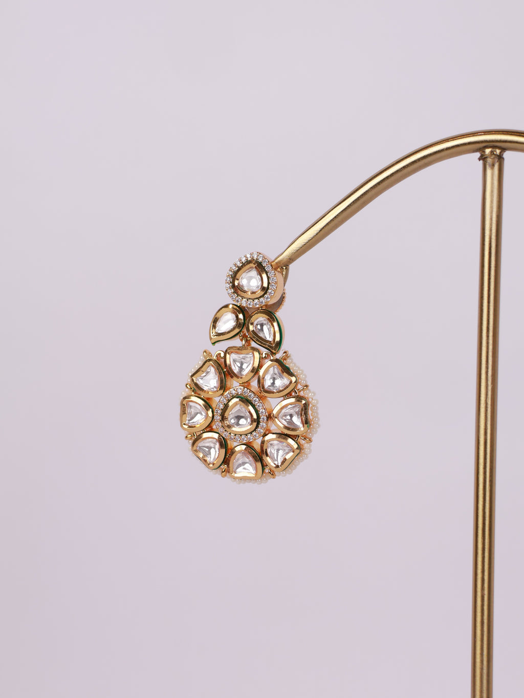 Royal Kundan Polki Floral Medallion Drop Earrings