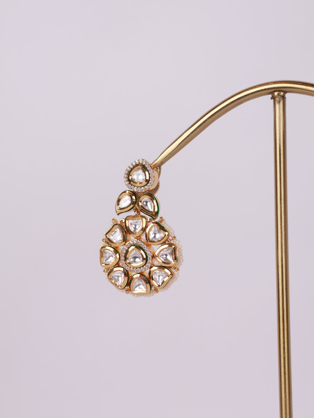 Royal Kundan Polki Floral Medallion Drop Earrings