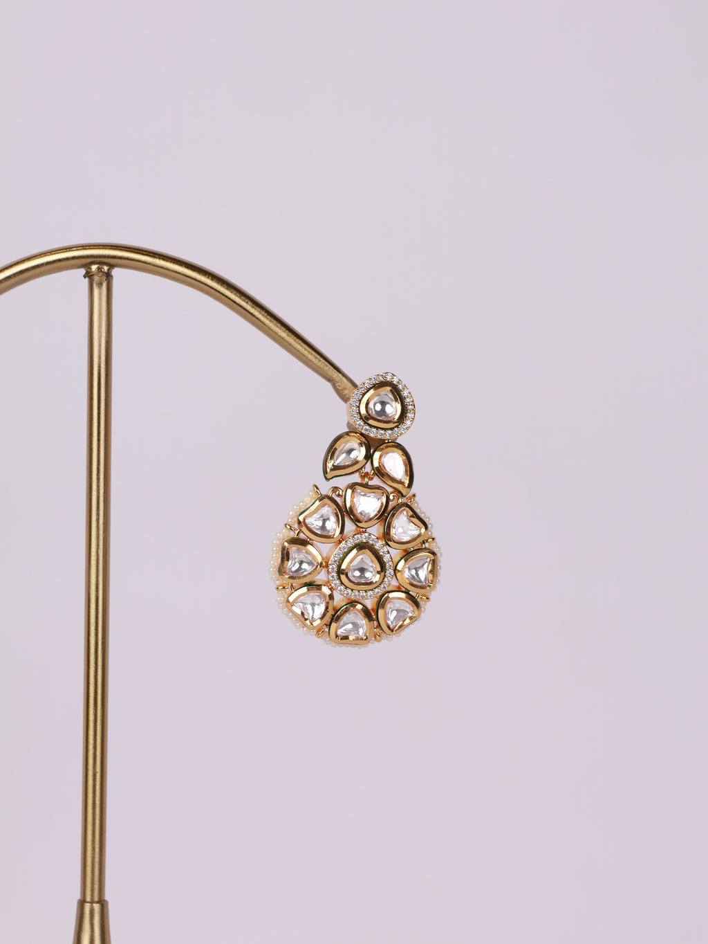 Royal Kundan Polki Floral Medallion Drop Earrings