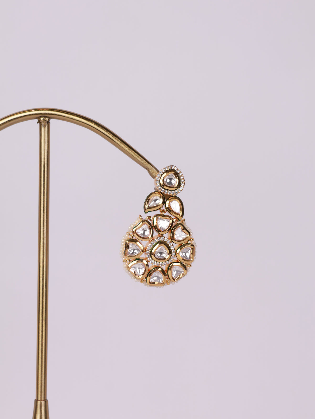 Royal Kundan Polki Floral Medallion Drop Earrings