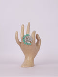Royal Mint Green Bead & Pavé Floral Cocktail Ring