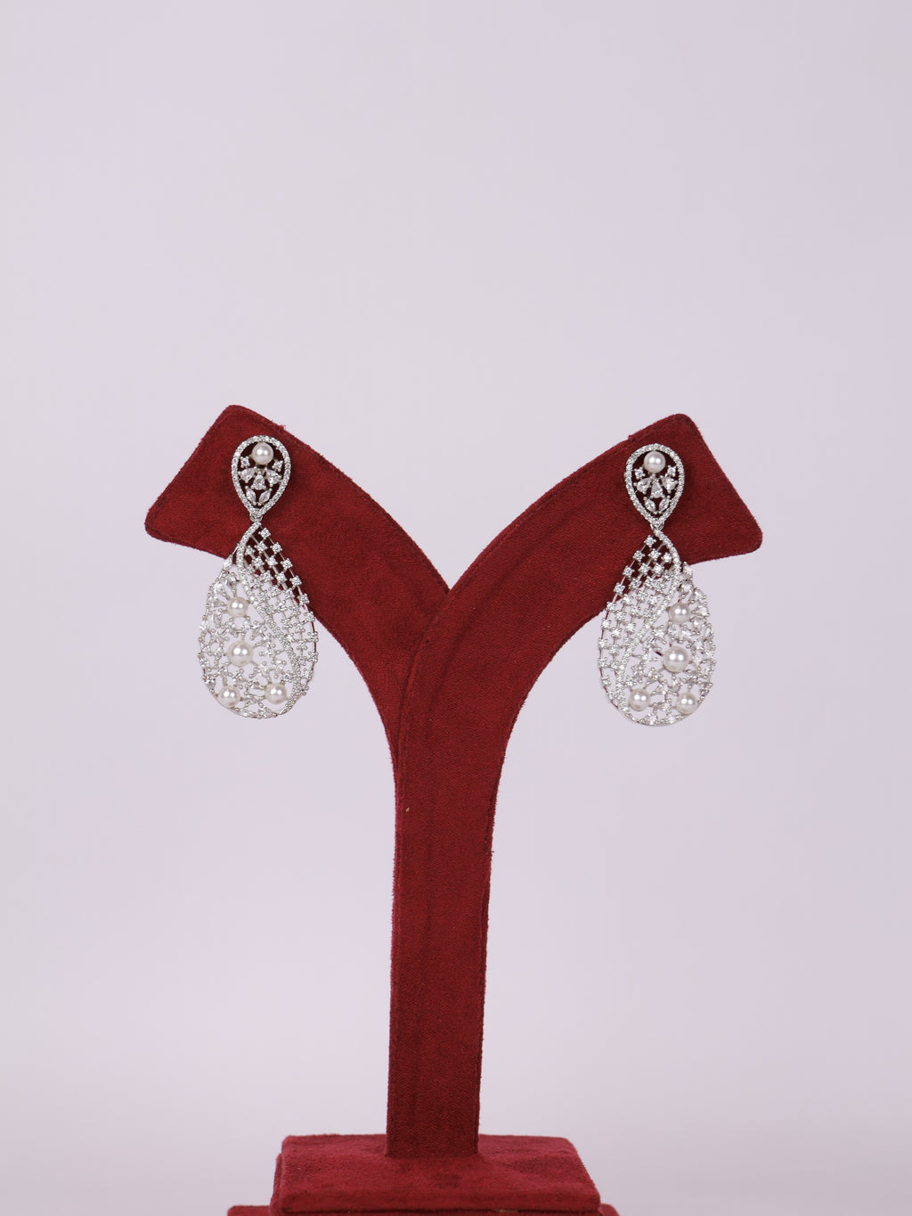Pearl Lattice Chandbali Earrings