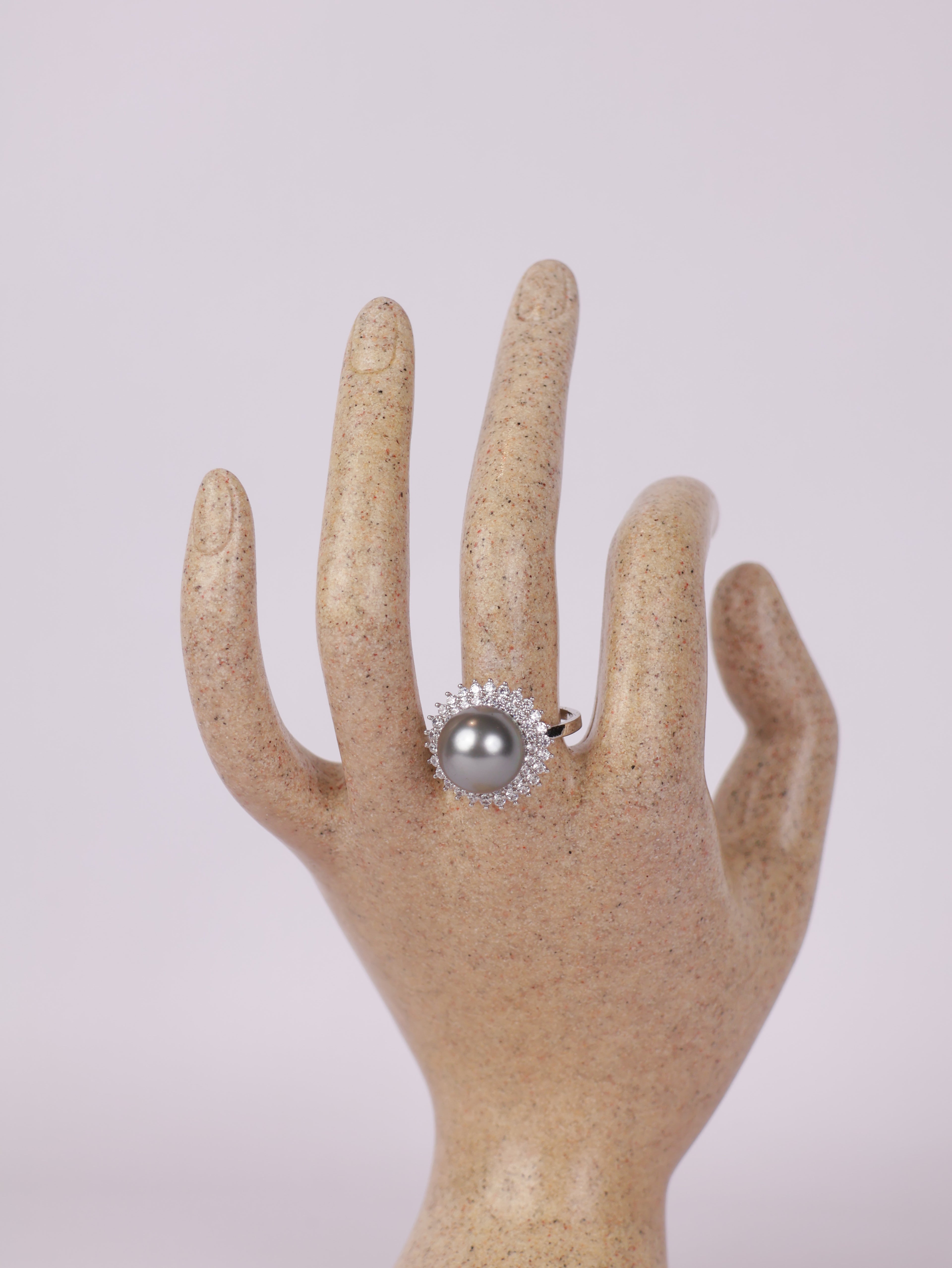 Pearl Halo Sunburst Ring