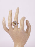 Golden Pearl Wave Bypass Ring
