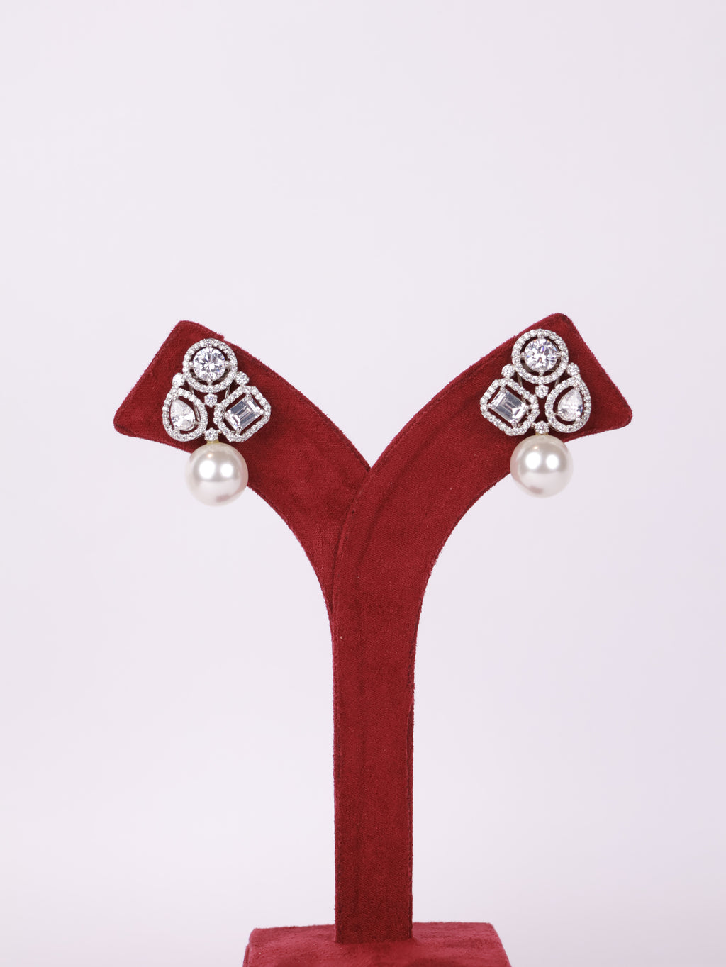 Pearl Geometric Drop Earrings