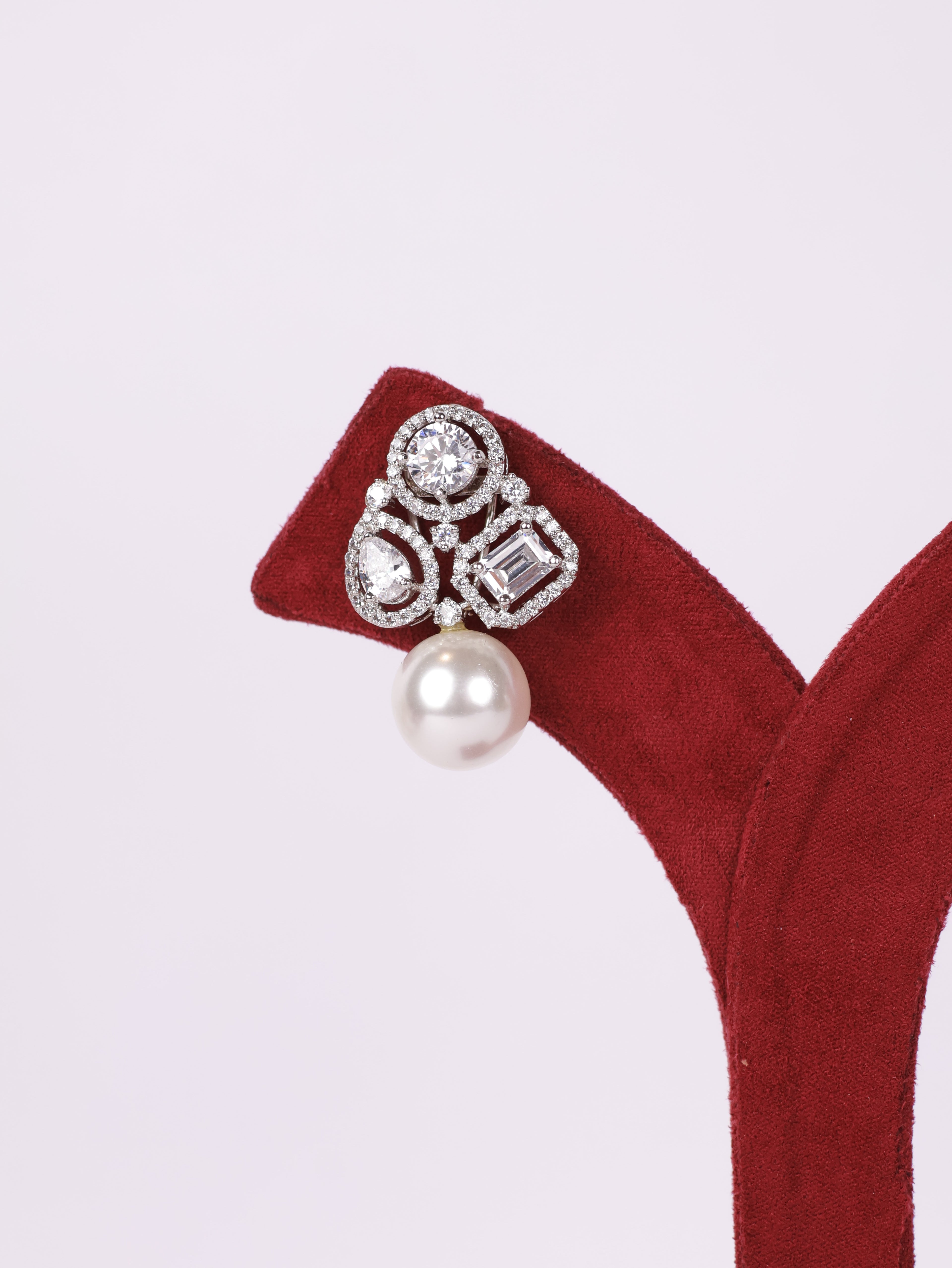 Pearl Geometric Drop Earrings