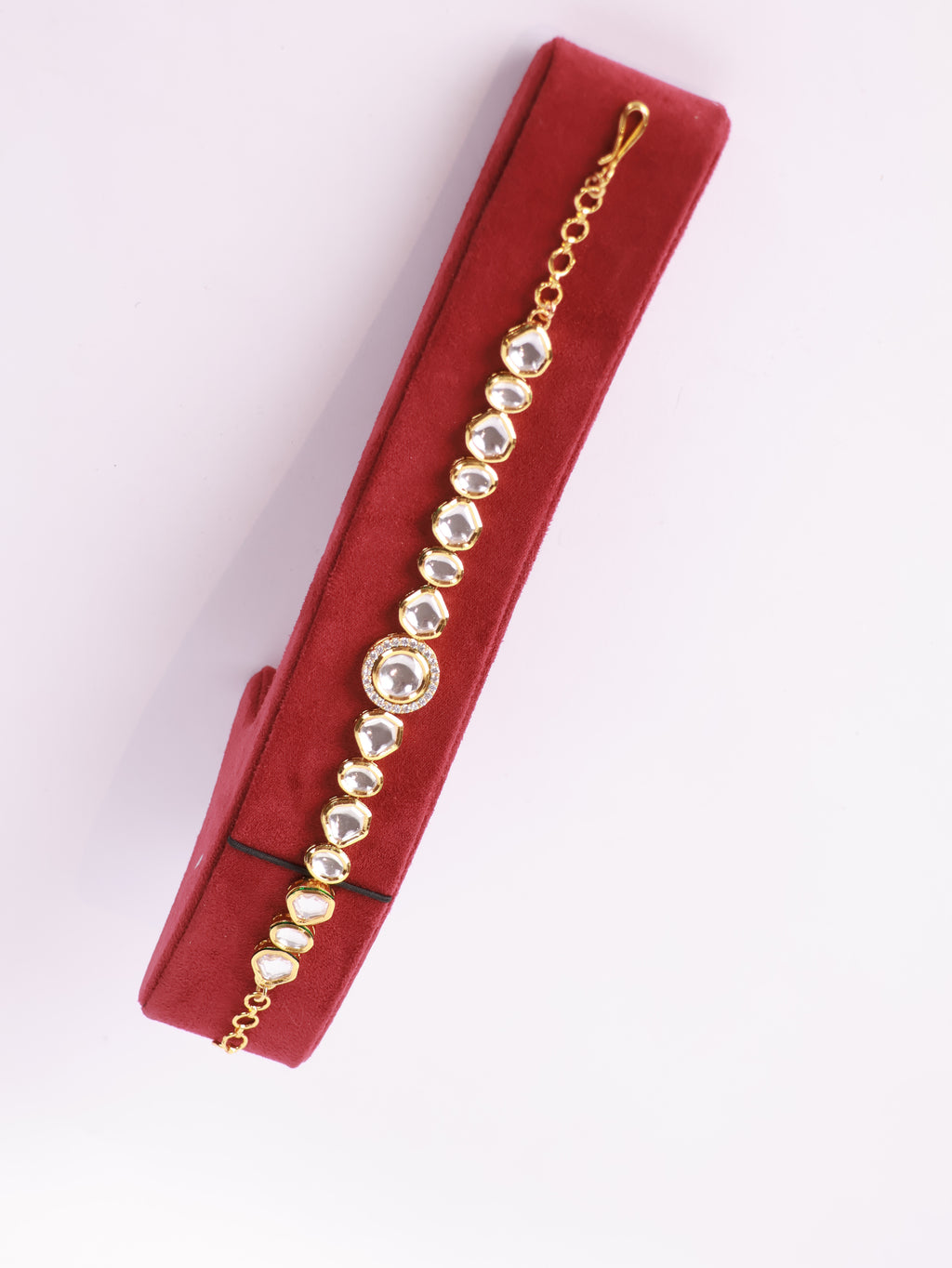 Royal Uncut Kundan Polki Solitaire Halo Bracelet