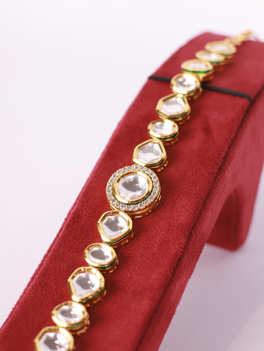 Royal Uncut Kundan Polki Solitaire Halo Bracelet