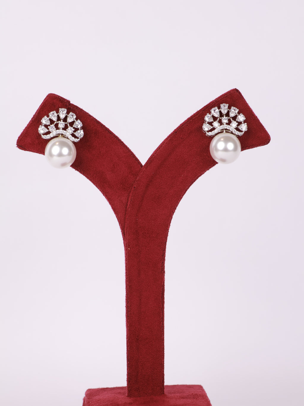 Royal Crown Pearl Stud Earrings