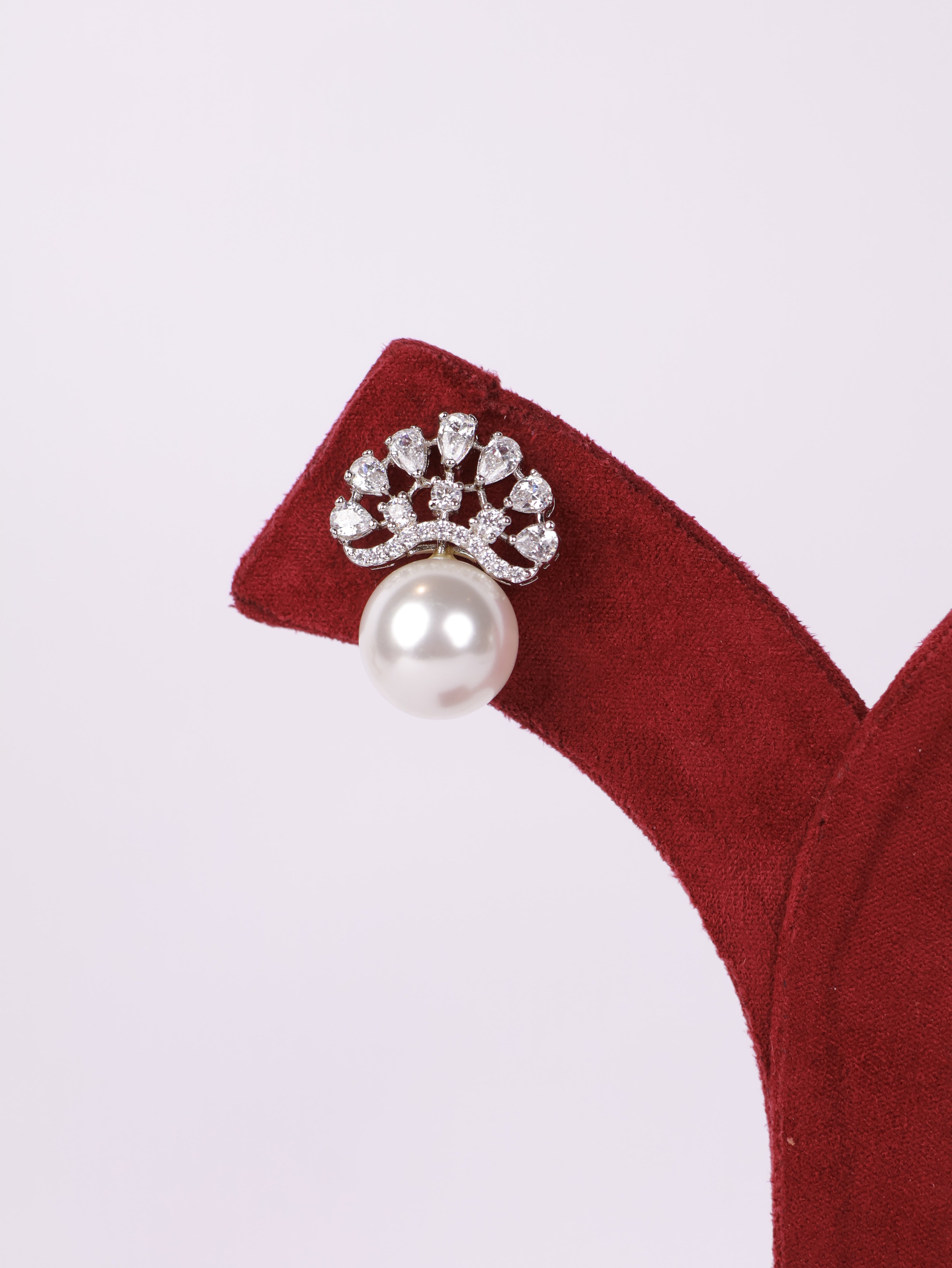 Royal Crown Pearl Stud Earrings
