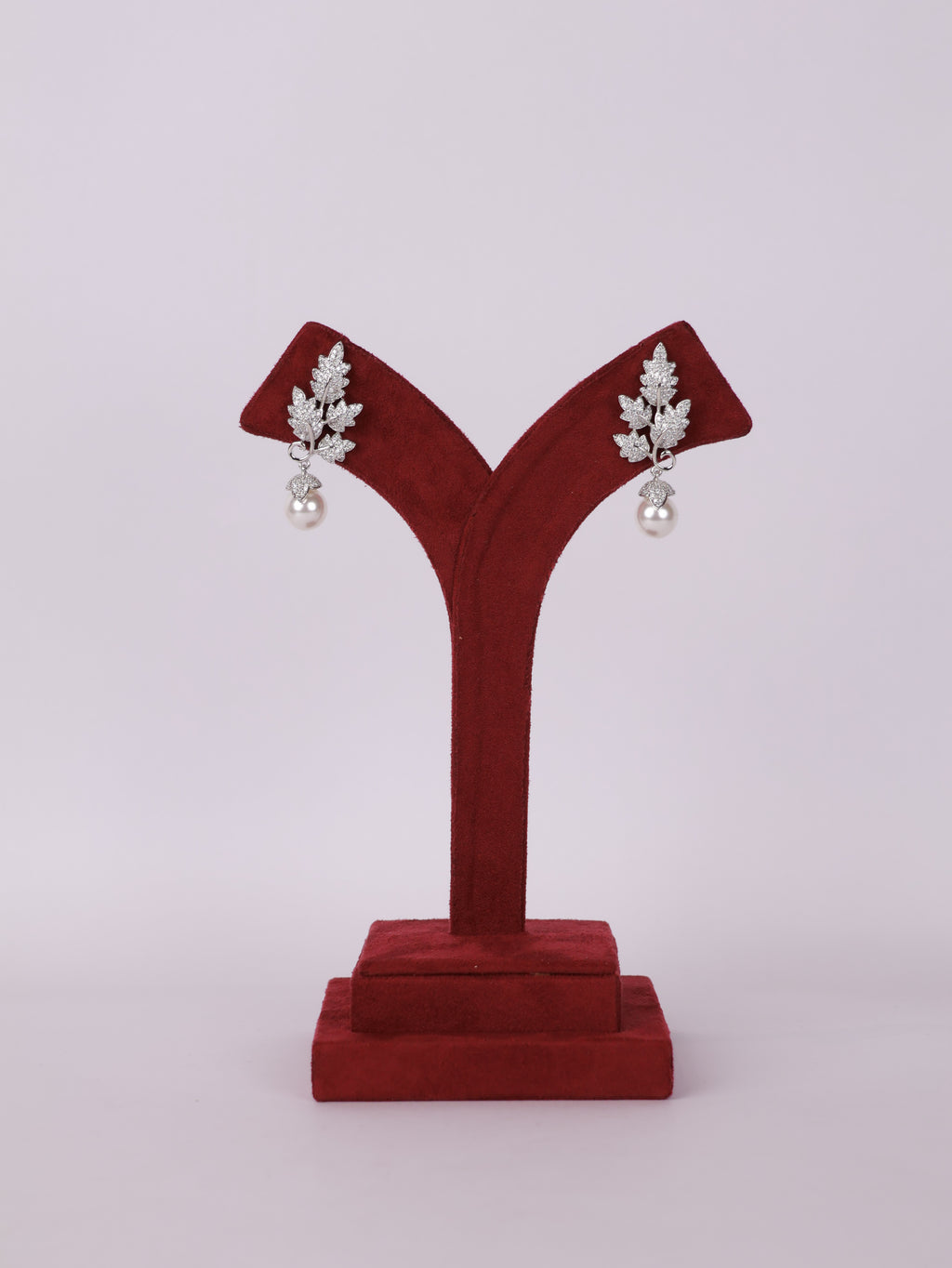 Silver Leaf & Pearl Drop Earrings