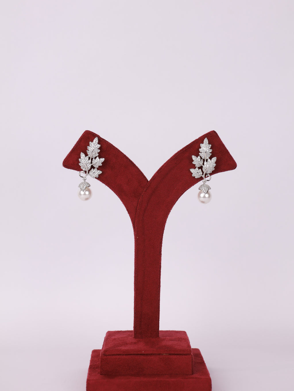 Silver Leaf & Pearl Drop Earrings