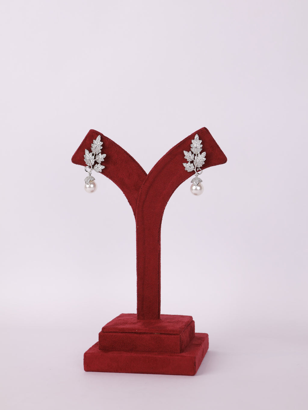 Silver Leaf & Pearl Drop Earrings