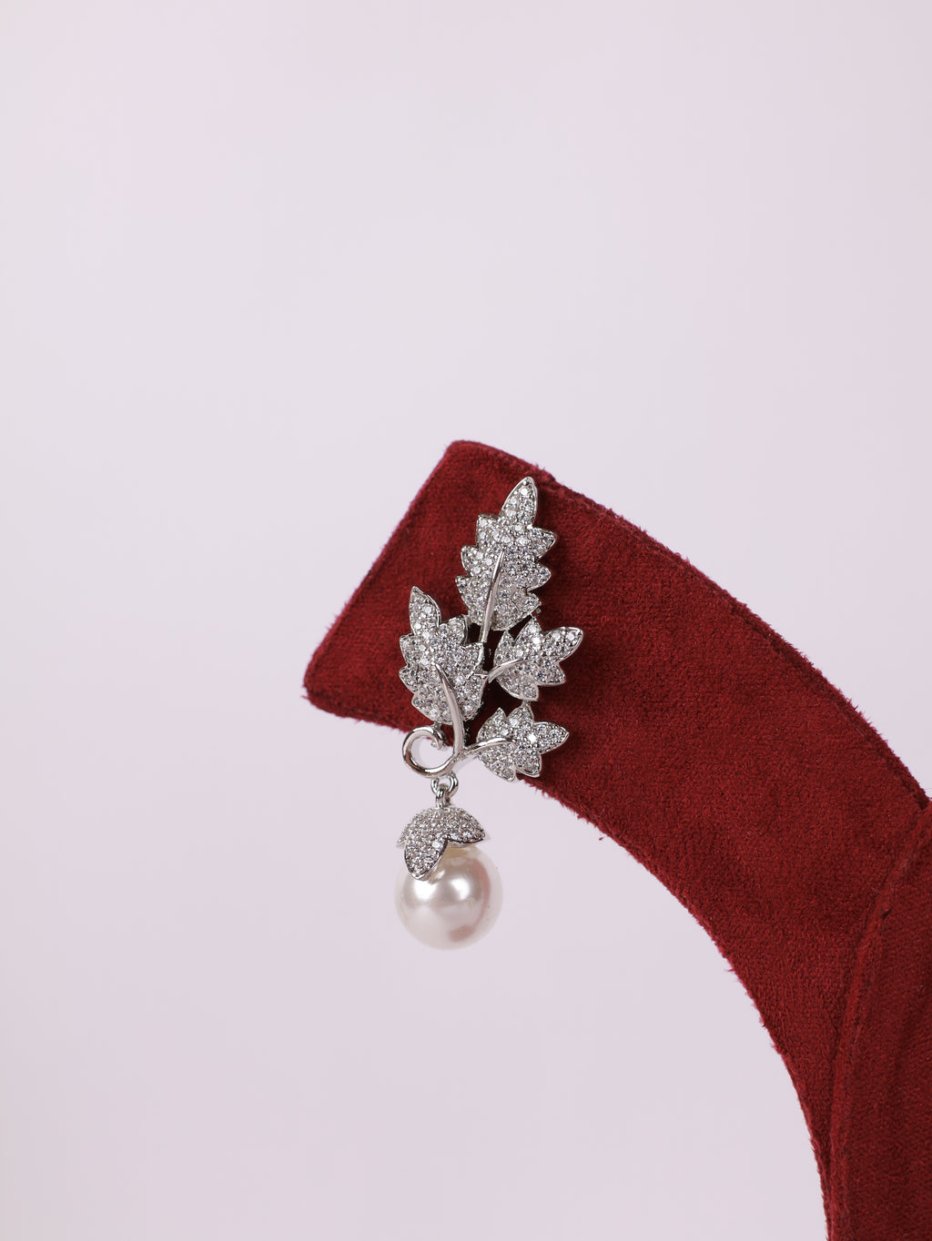 Silver Leaf & Pearl Drop Earrings