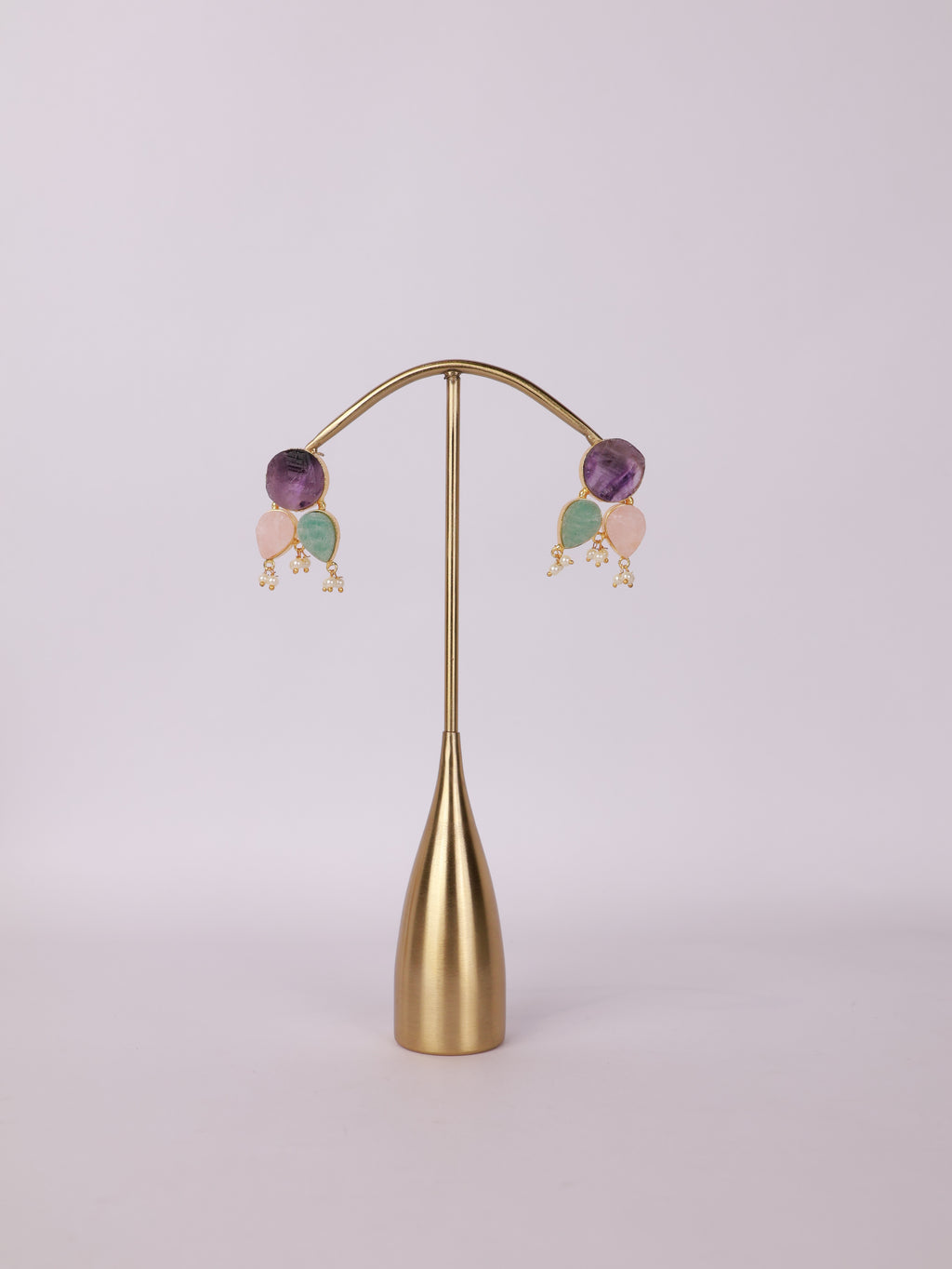 Pastel Gemstone & Pearl Cluster Earrings