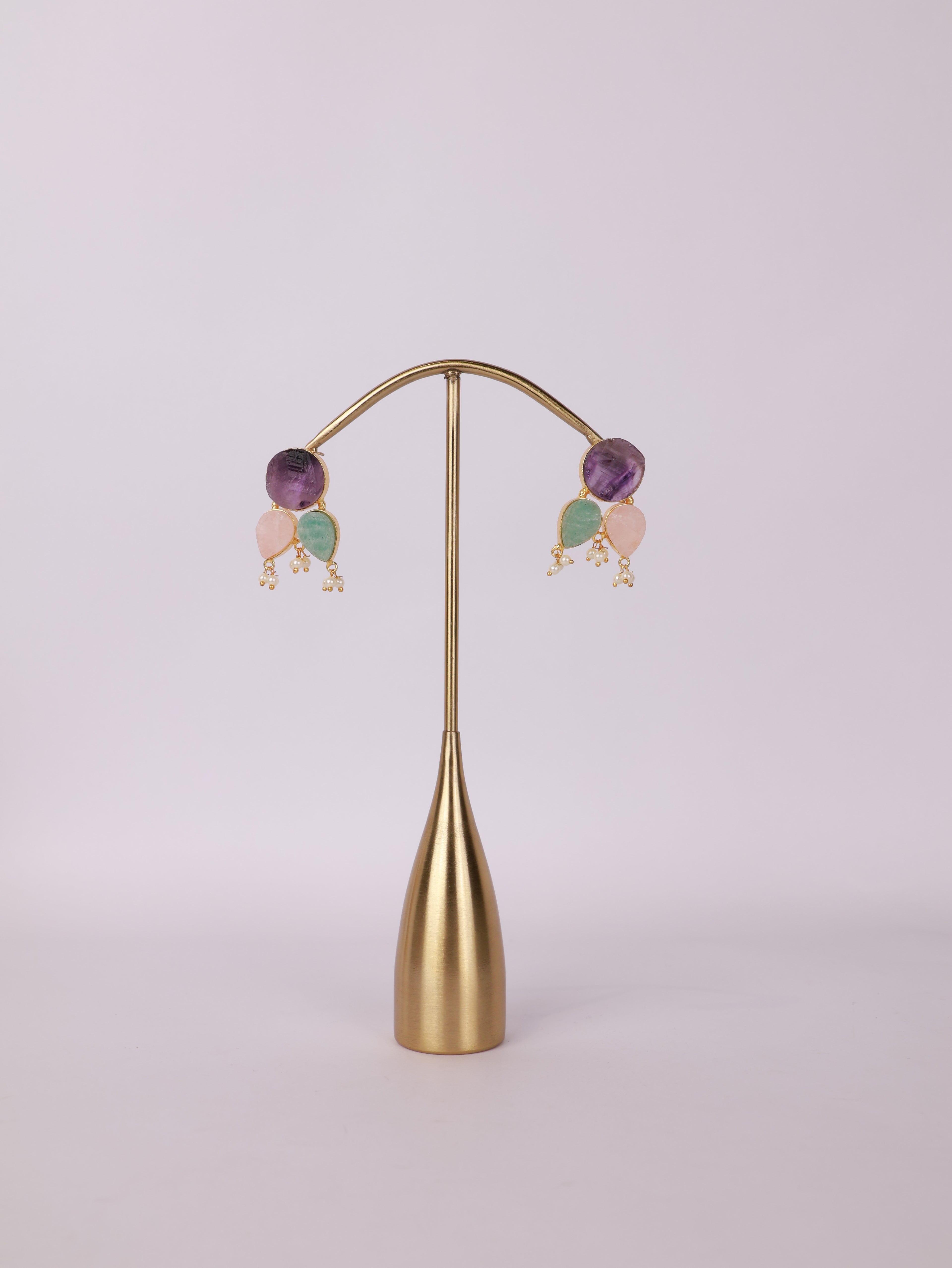 Pastel Gemstone & Pearl Cluster Earrings
