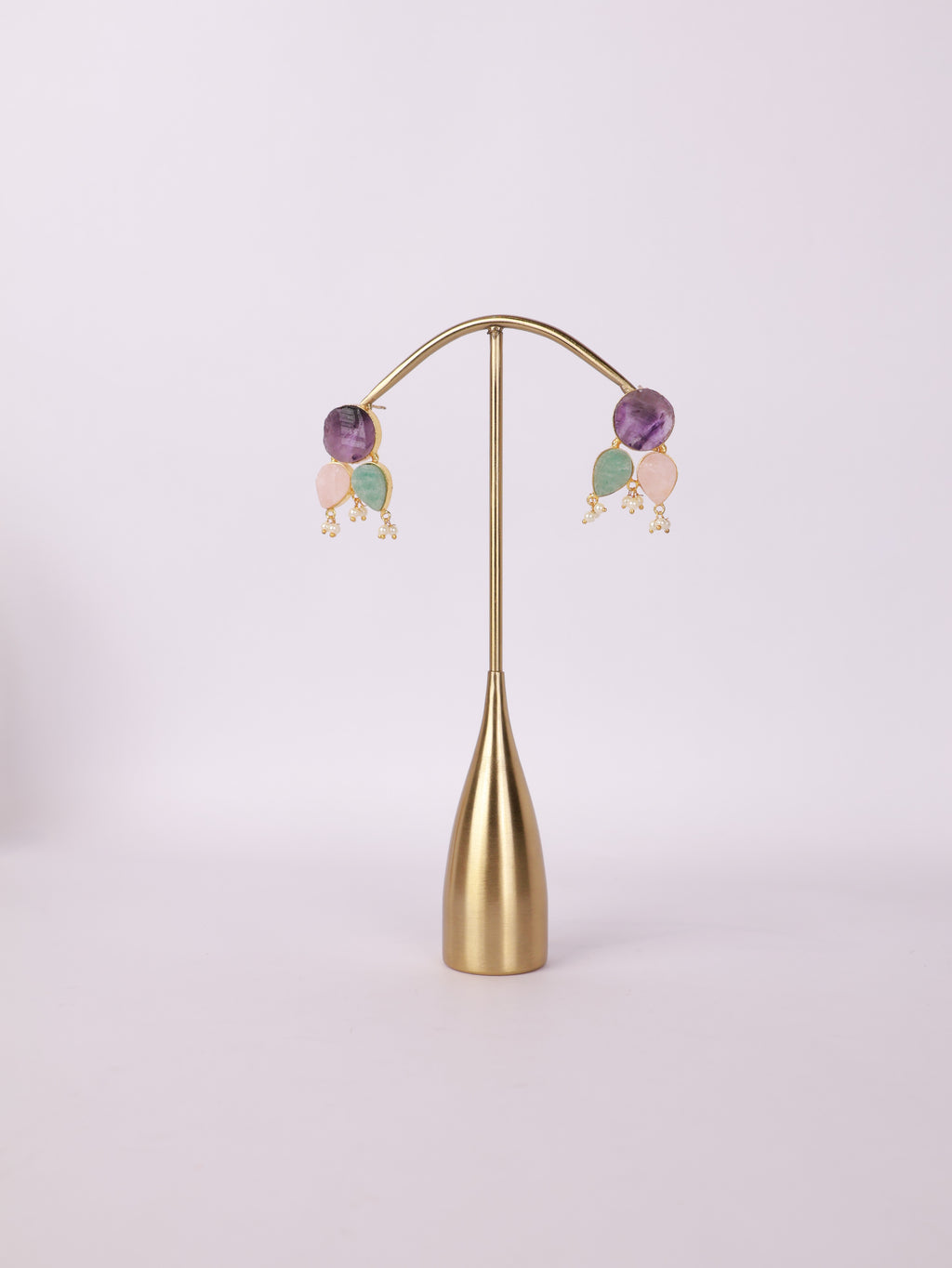 Pastel Gemstone & Pearl Cluster Earrings