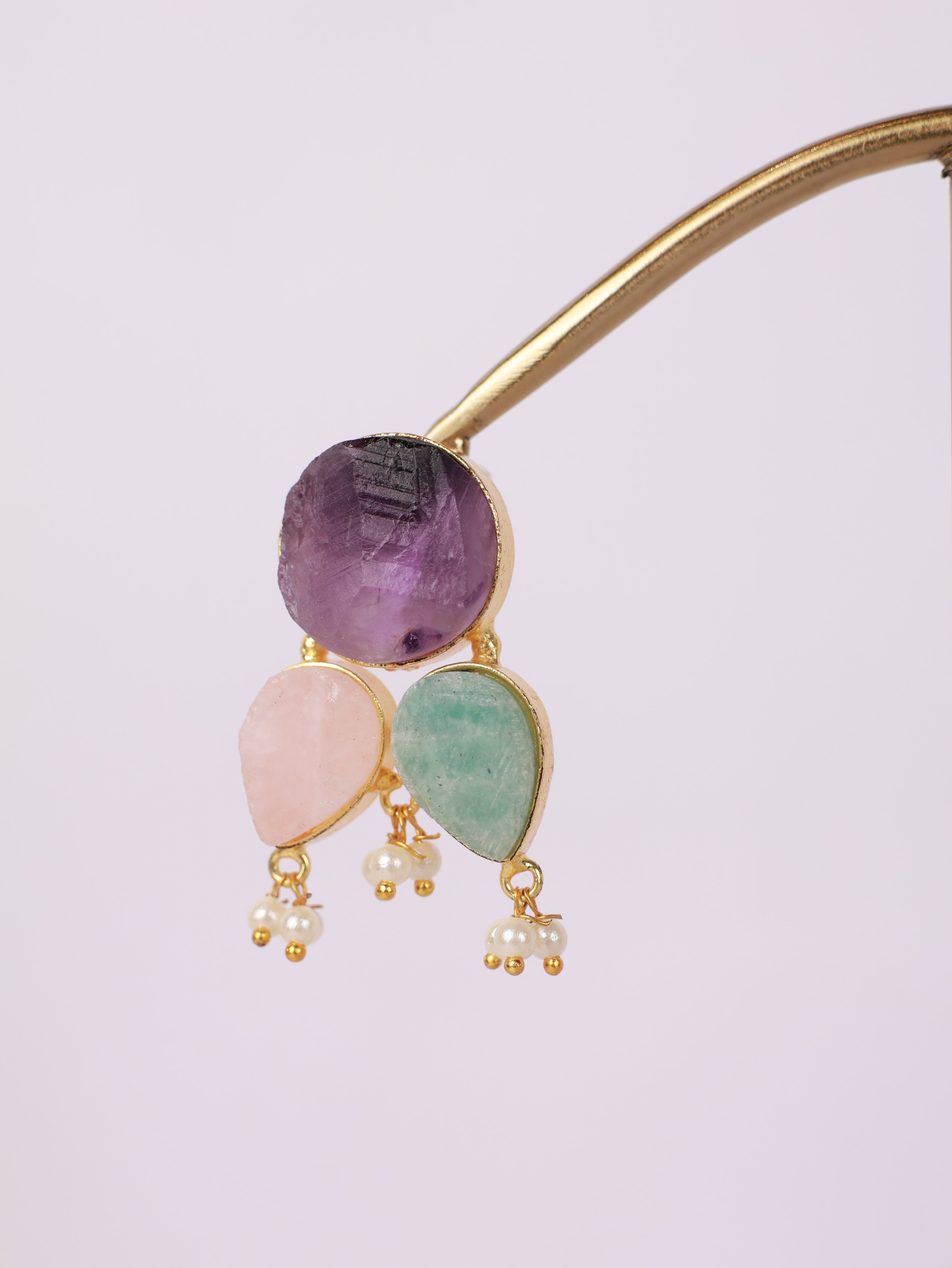 Pastel Gemstone & Pearl Cluster Earrings
