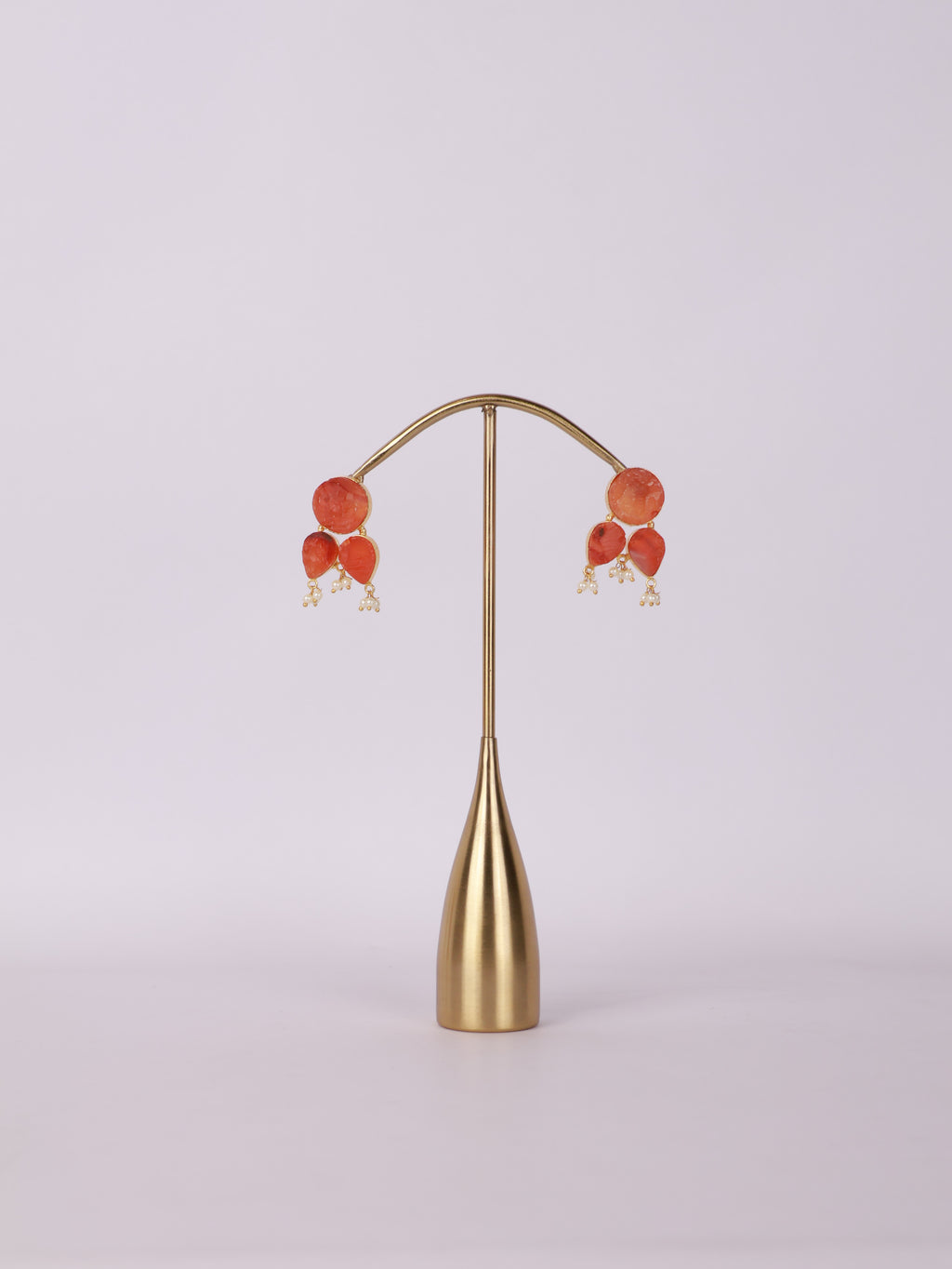 Carnelian Petal Pearl Earrings