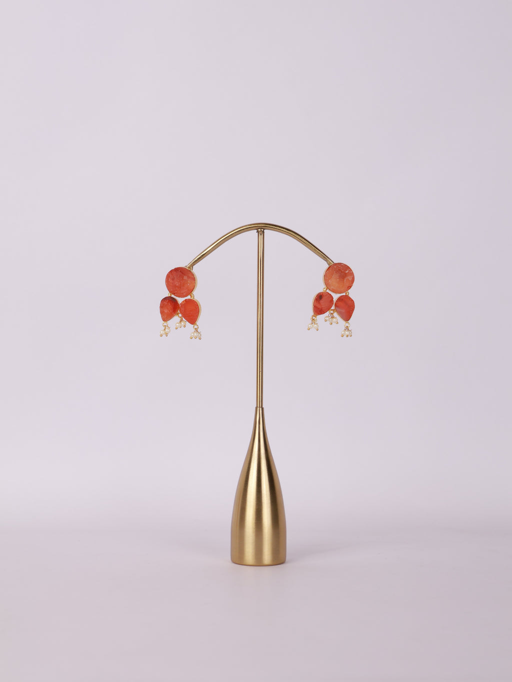 Carnelian Petal Pearl Earrings