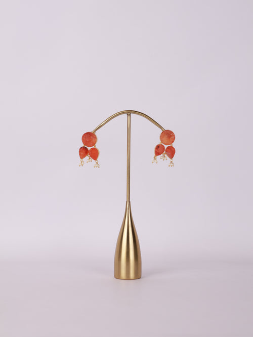 Carnelian Petal Pearl Earrings