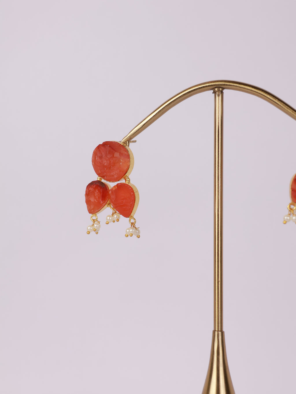 Carnelian Petal Pearl Earrings