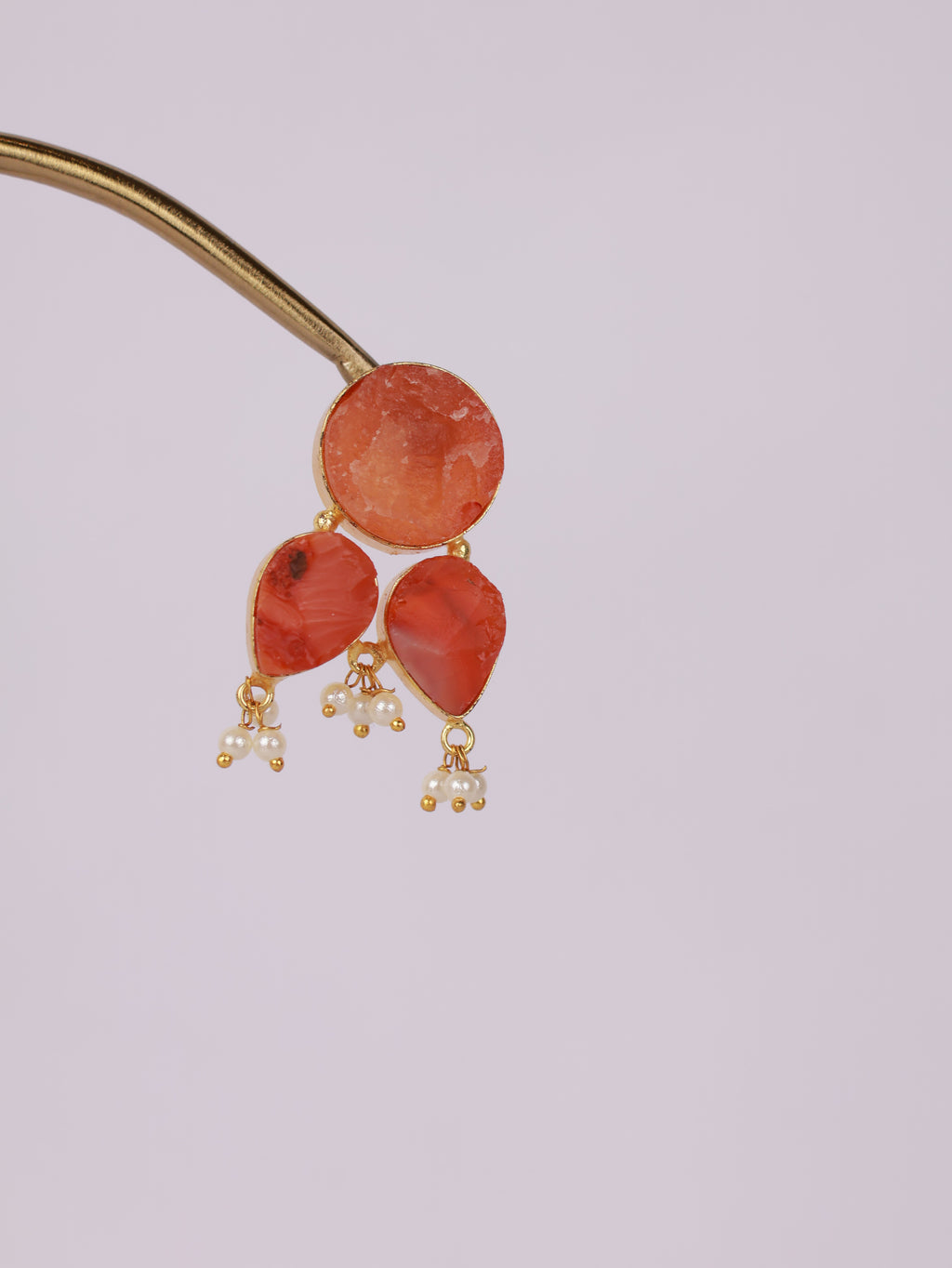 Carnelian Petal Pearl Earrings