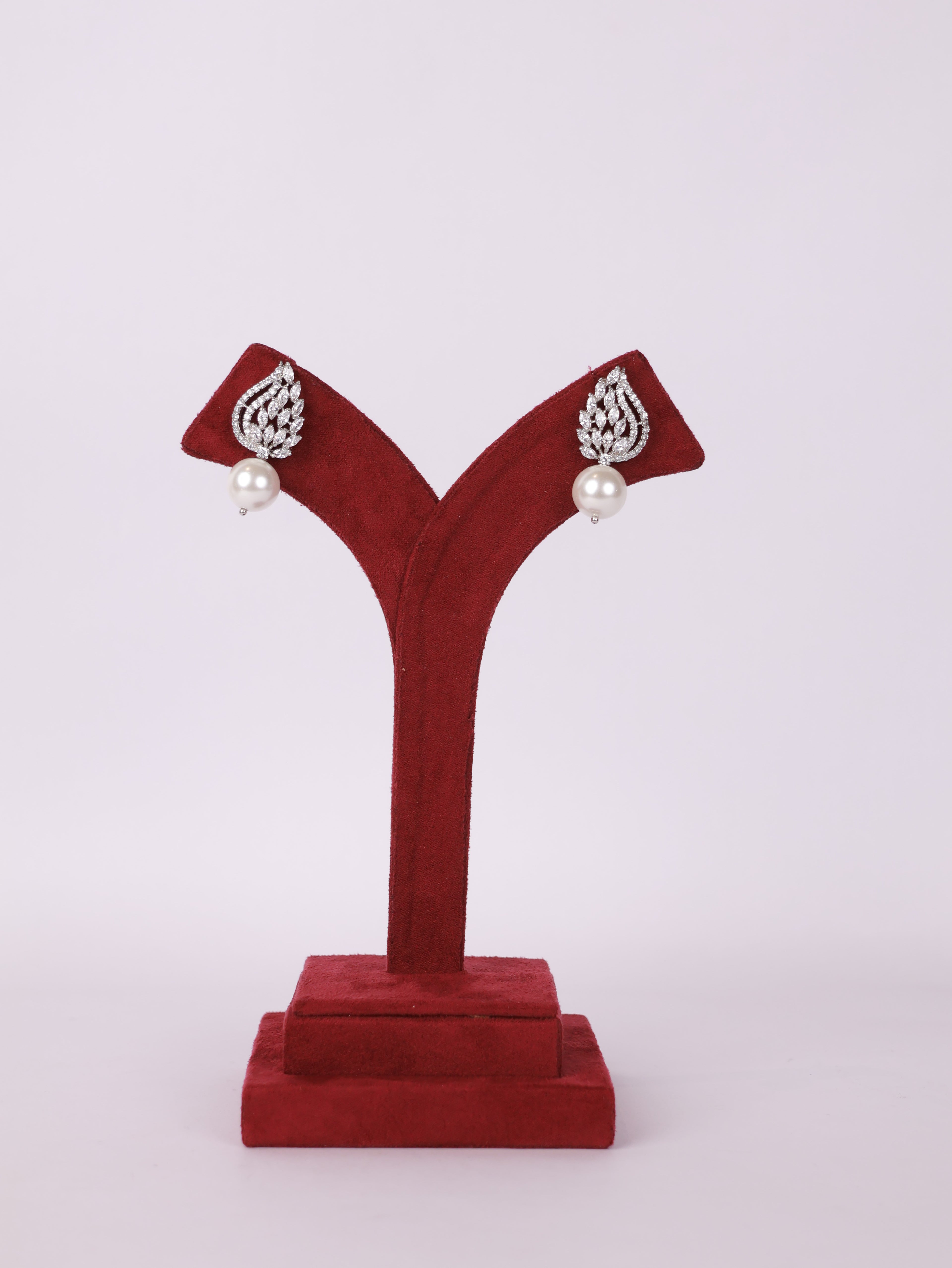 Crystal Flame Pearl Drop Earrings