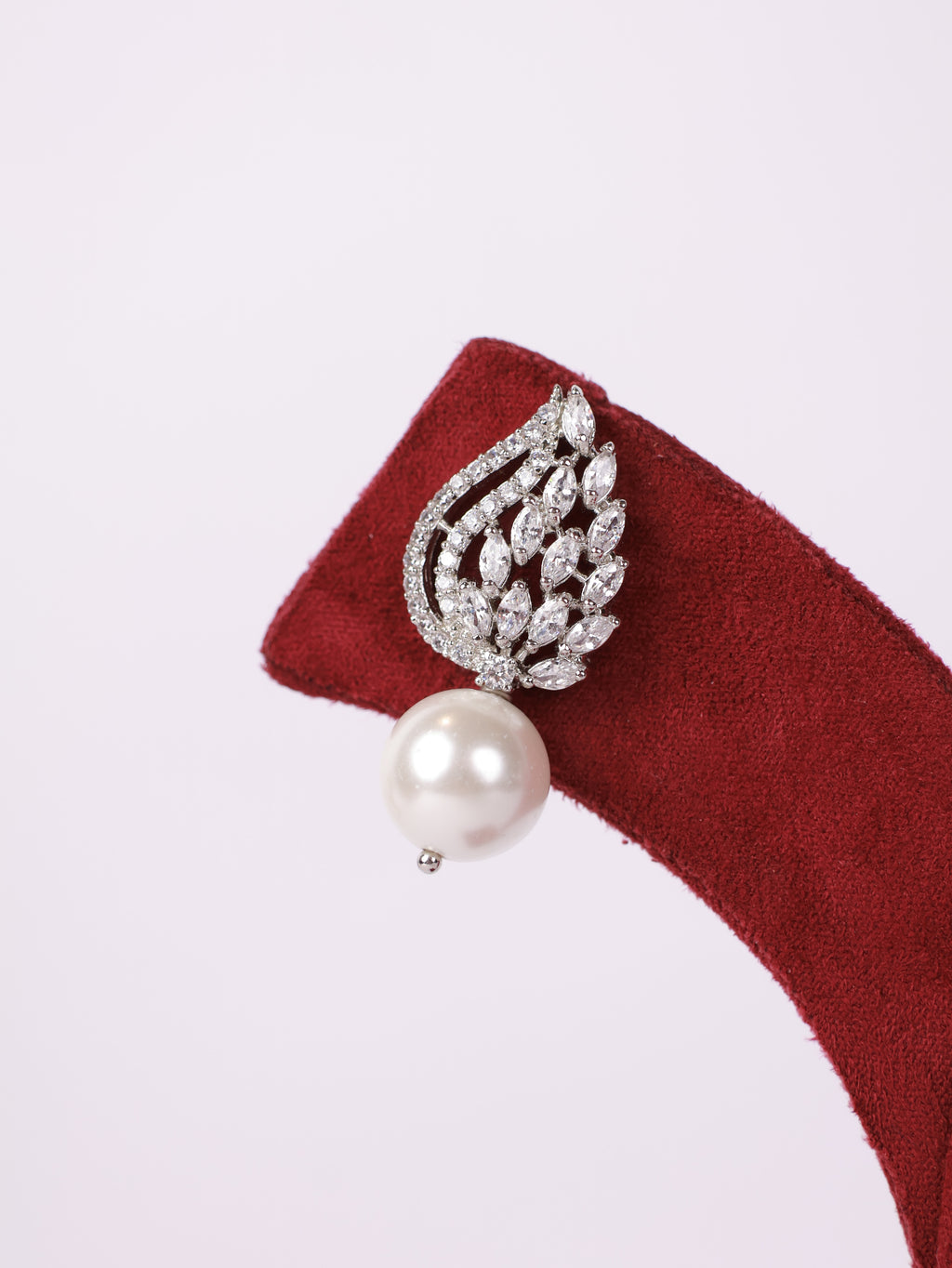 Crystal Flame Pearl Drop Earrings