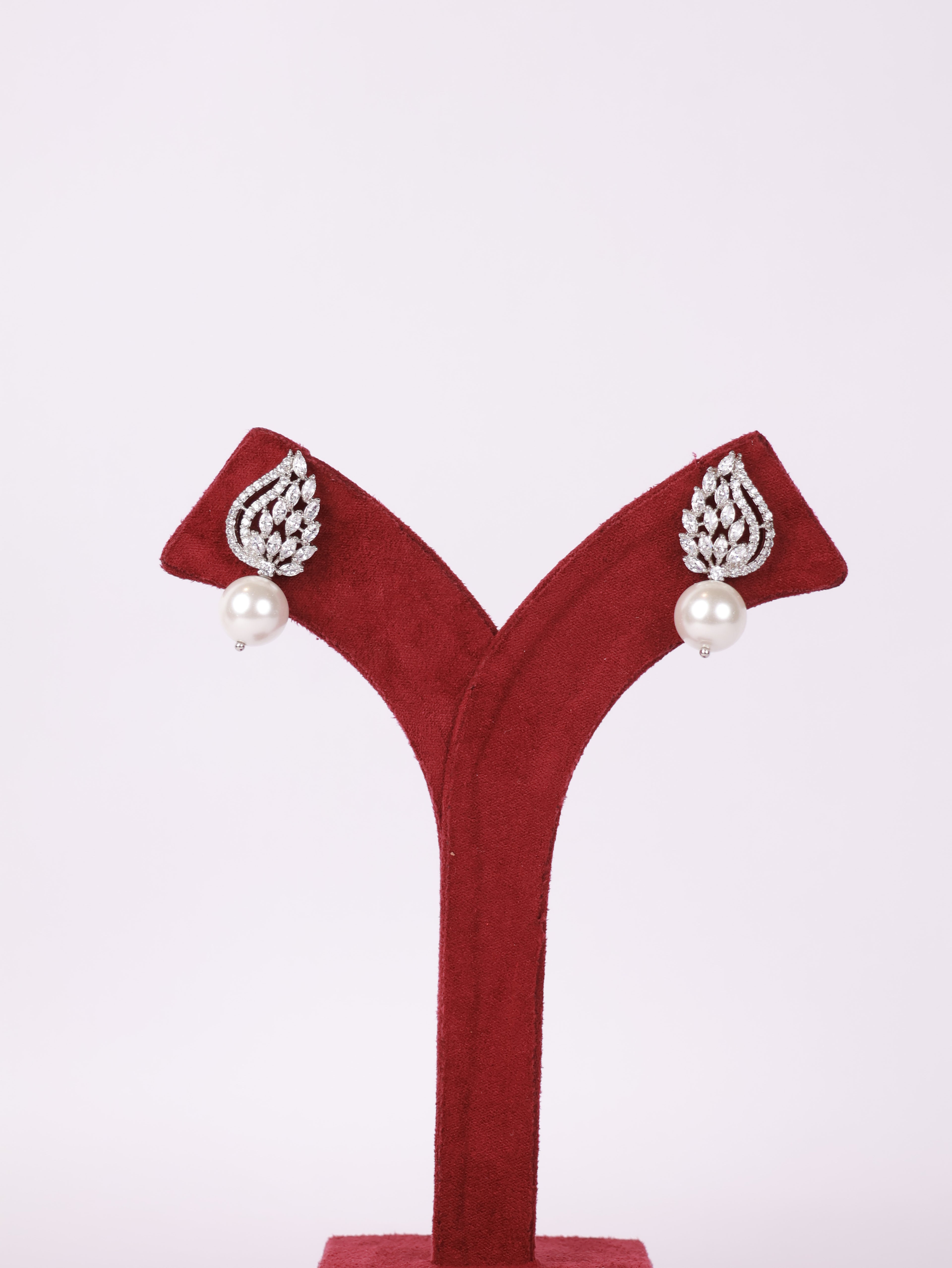 Crystal Flame Pearl Drop Earrings