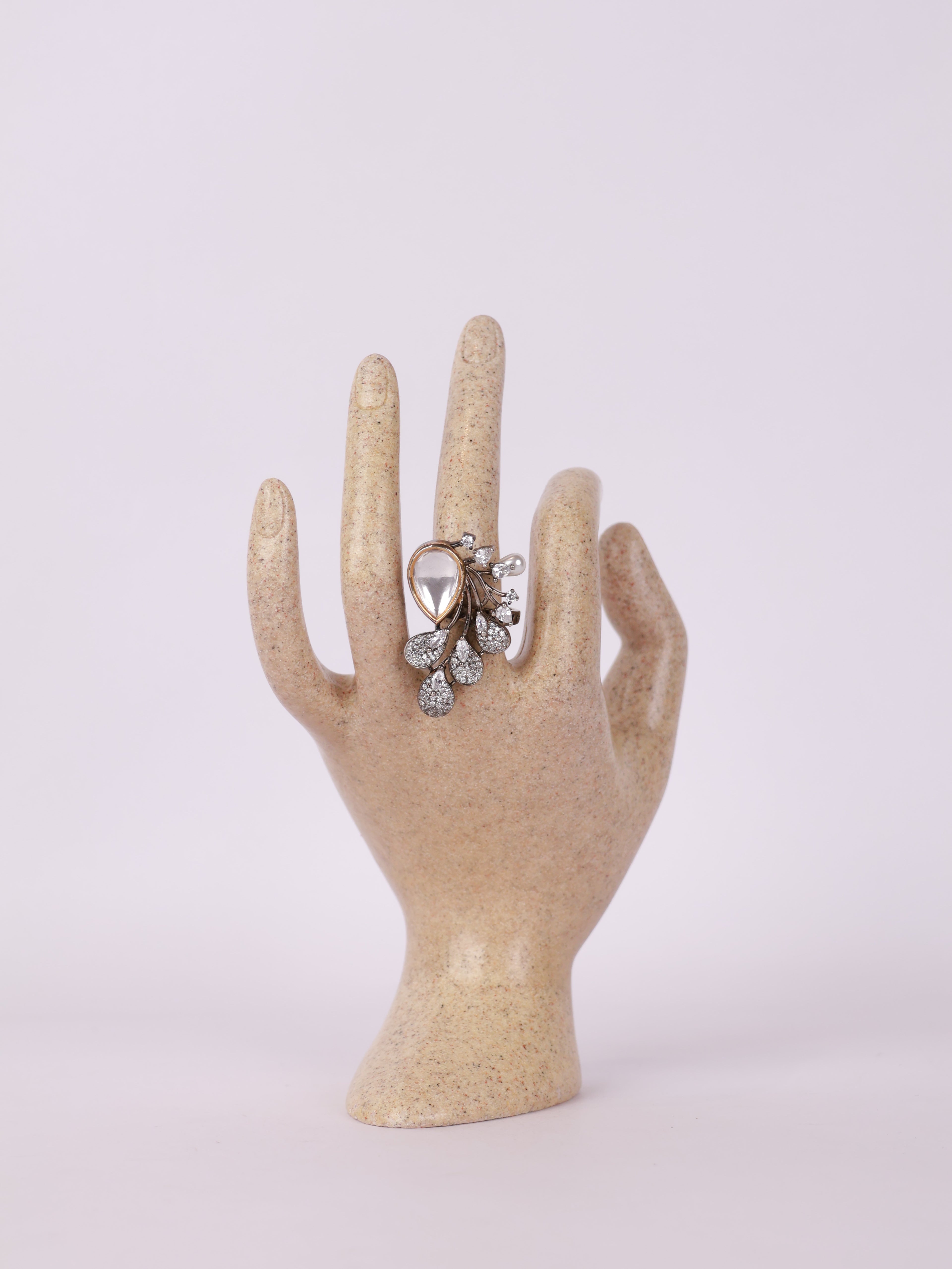 Royal Polki Tear & Pavé Cluster Statement Ring