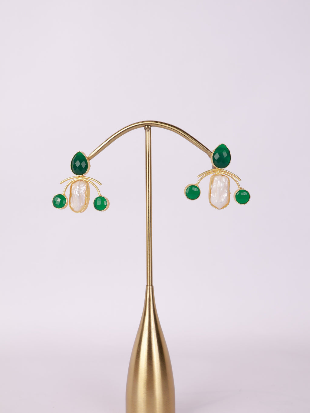 Emerald & Baroque Pearl Statement Earrings