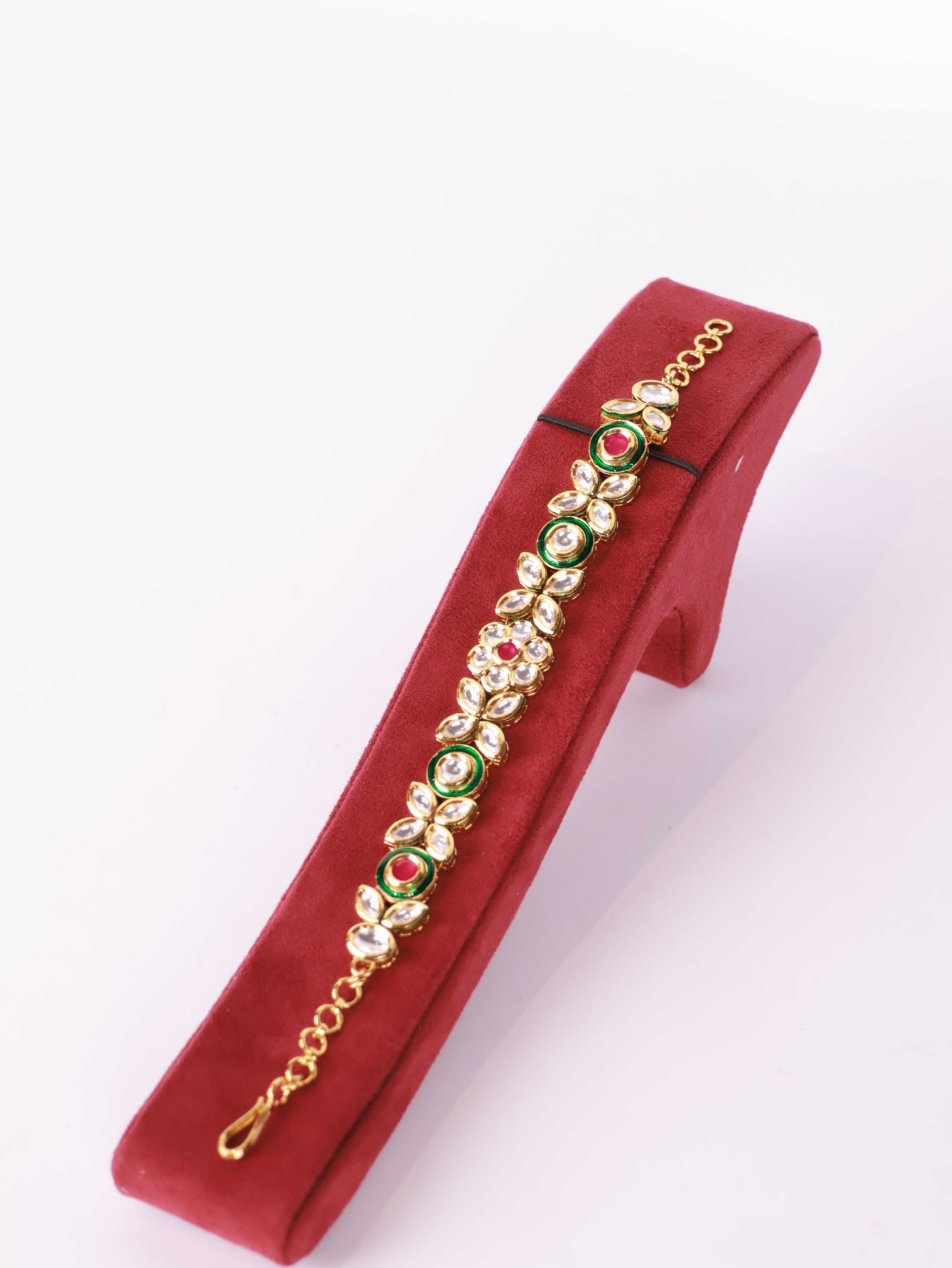 Royal Uncut Kundan Polki Solitaire Halo Bracelet