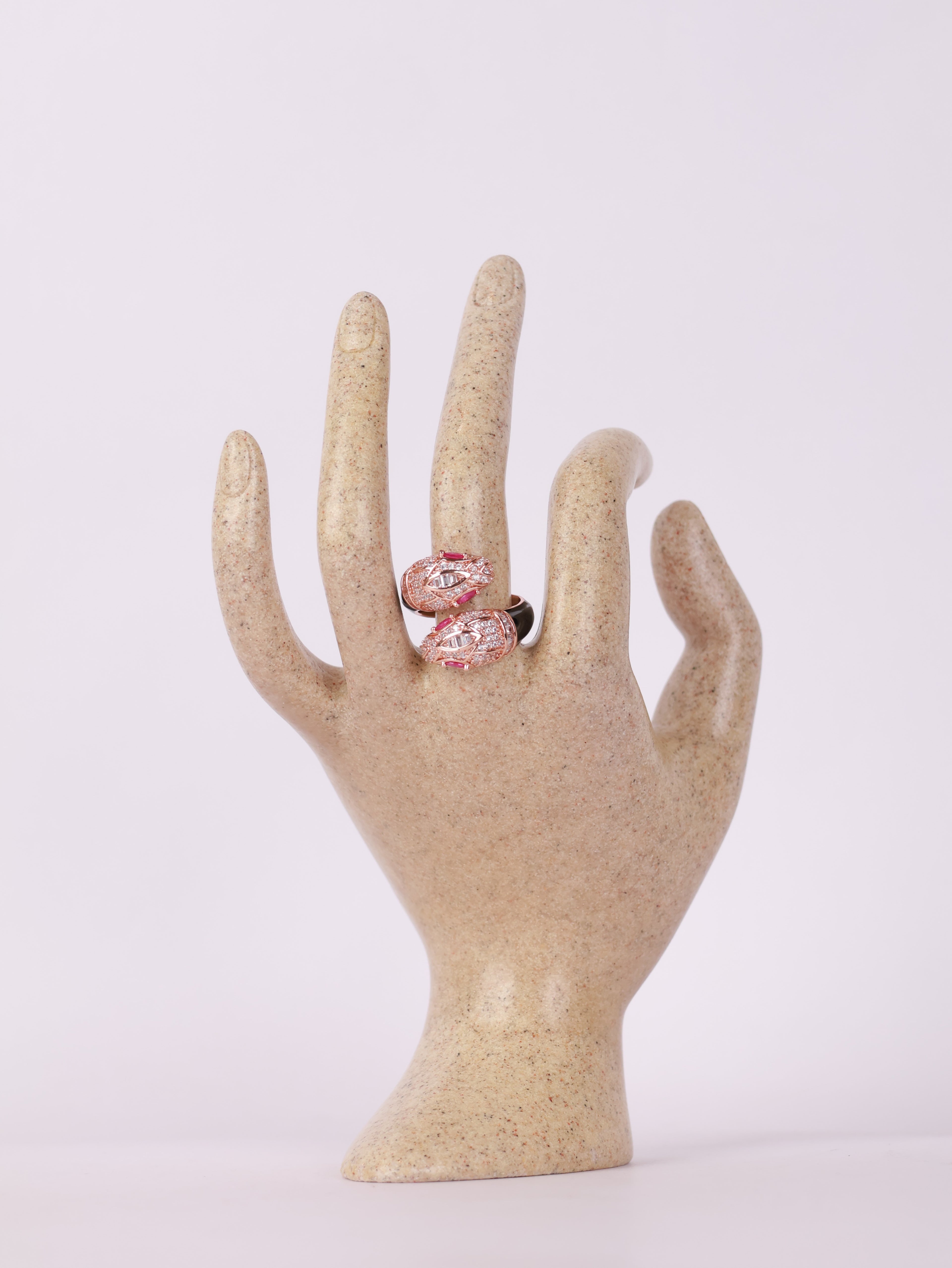 Rose Gold Serpent Crystal Ring