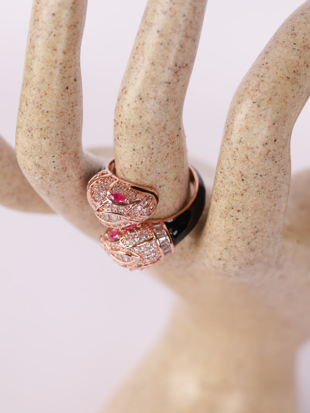 Rose Gold Serpent Crystal Ring