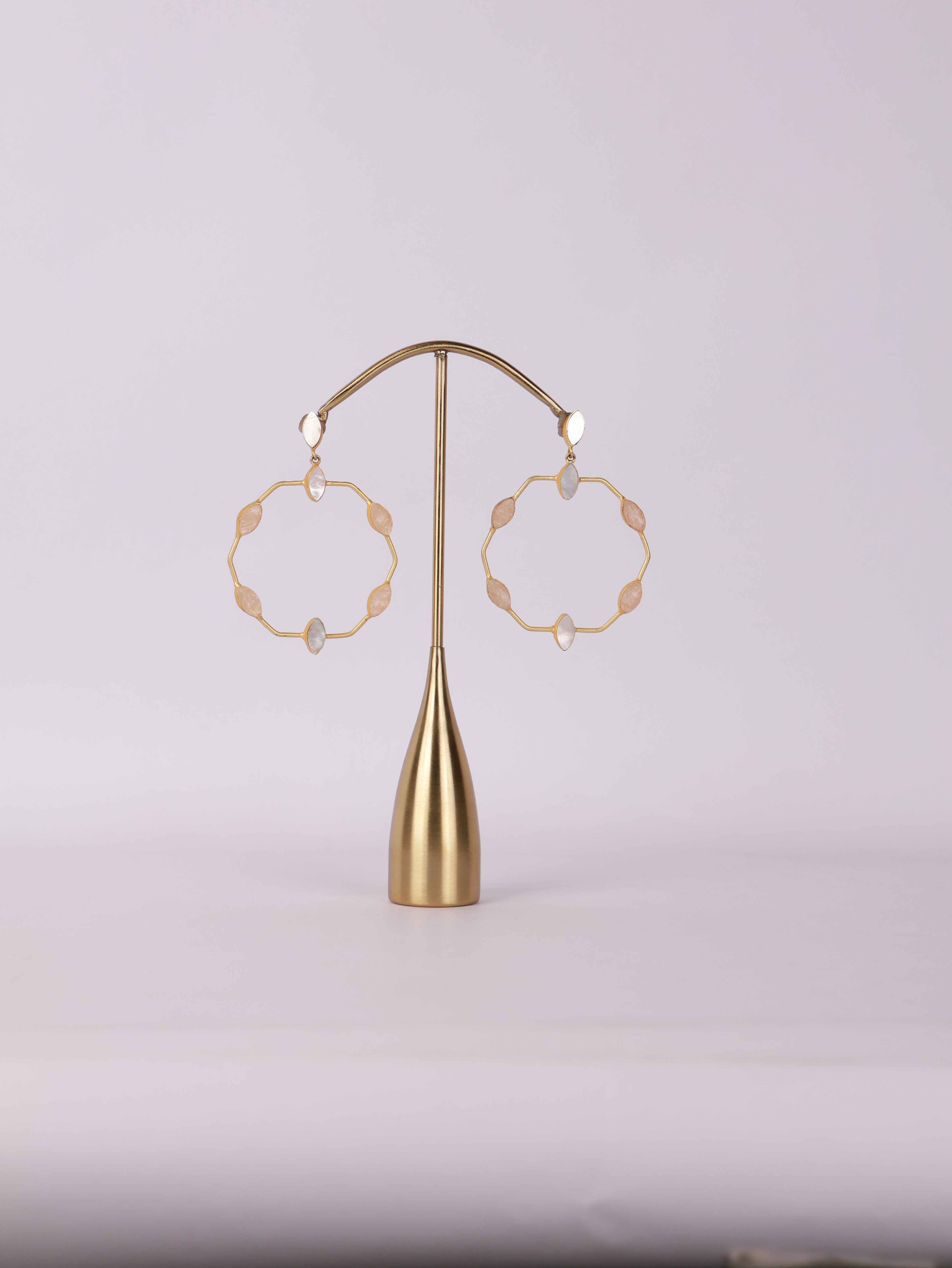 Blush Quartz Gemstone Hoop Earrings