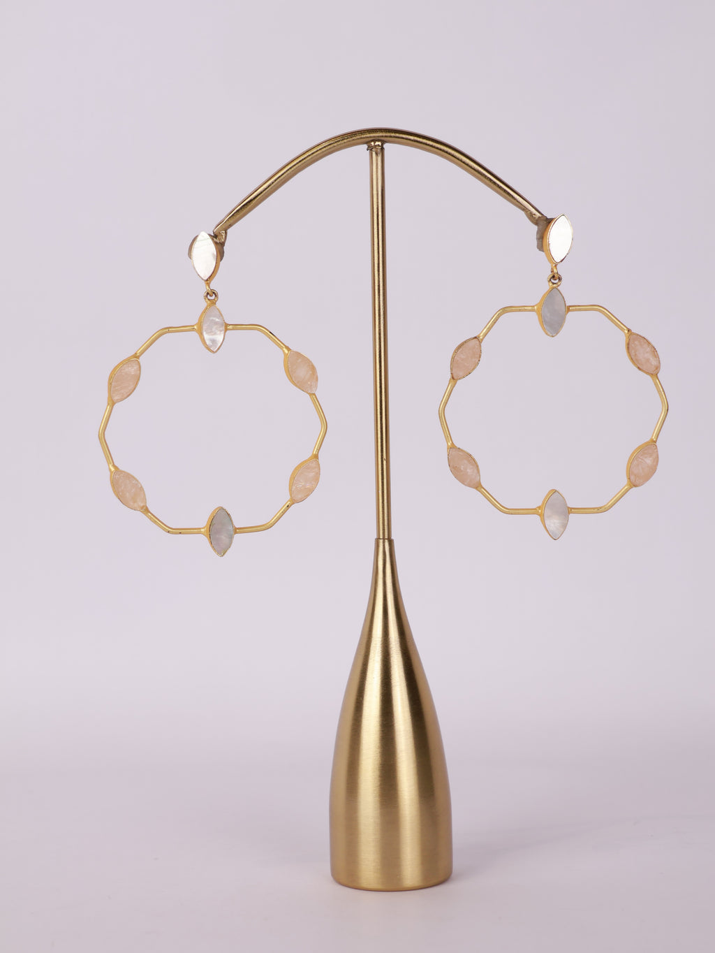 Blush Quartz Gemstone Hoop Earrings