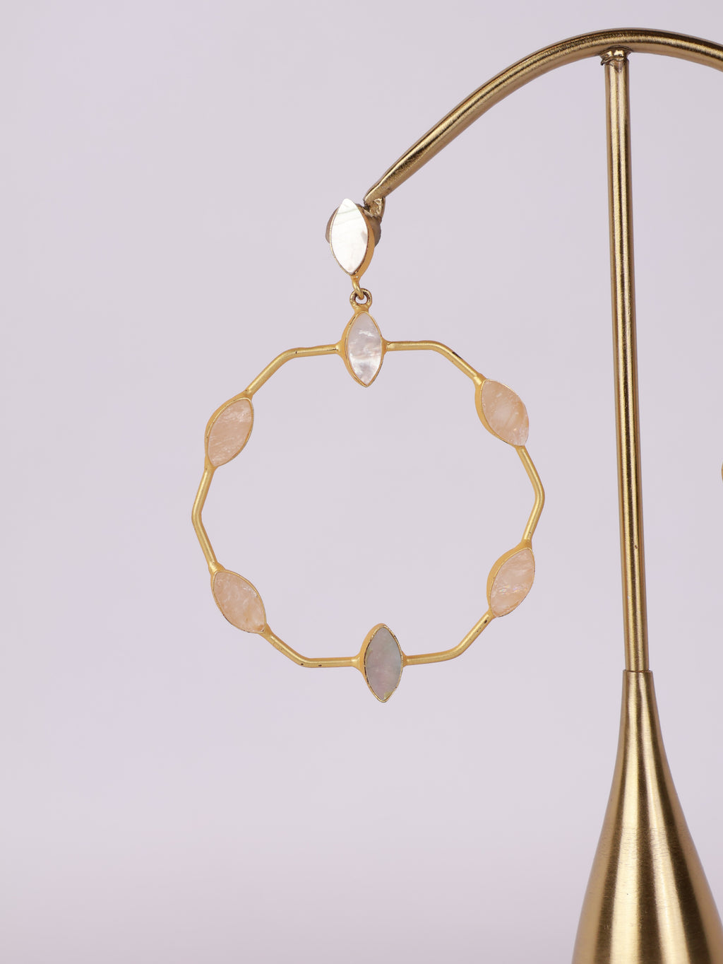 Blush Quartz Gemstone Hoop Earrings