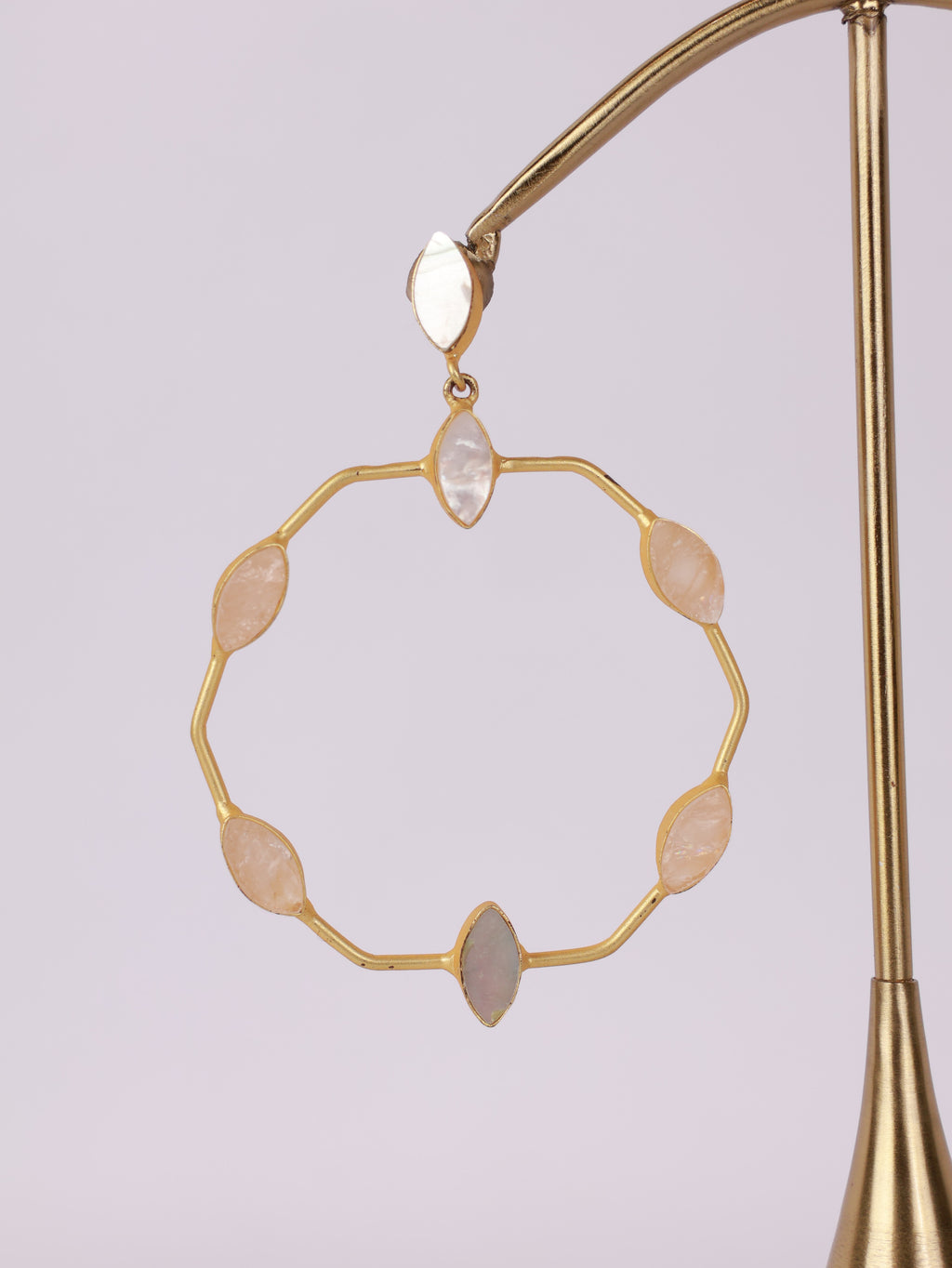 Blush Quartz Gemstone Hoop Earrings