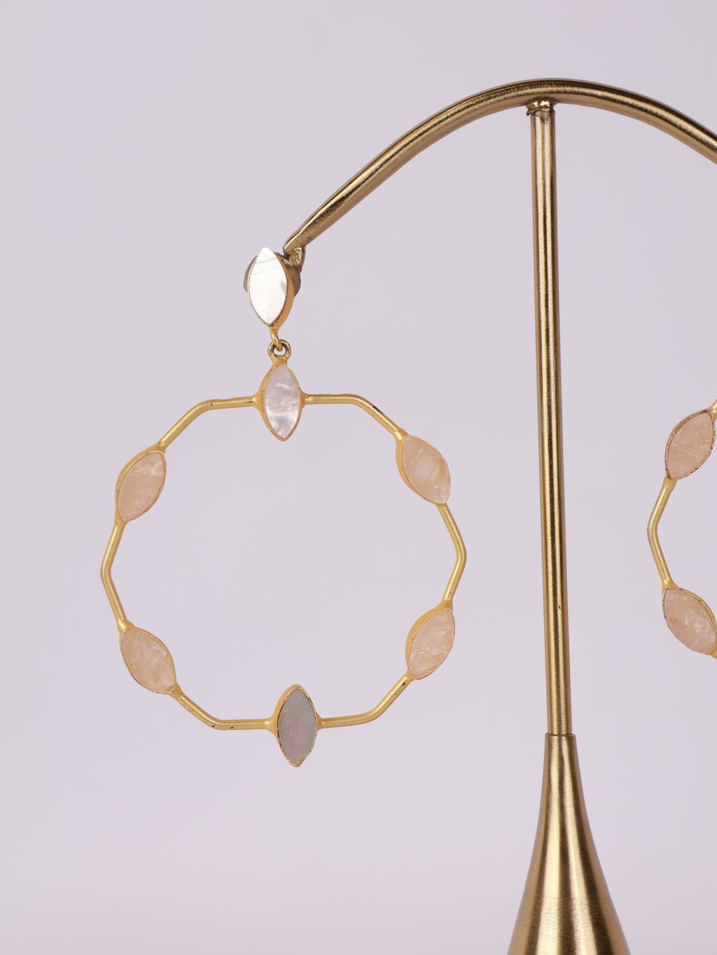 Blush Quartz Gemstone Hoop Earrings