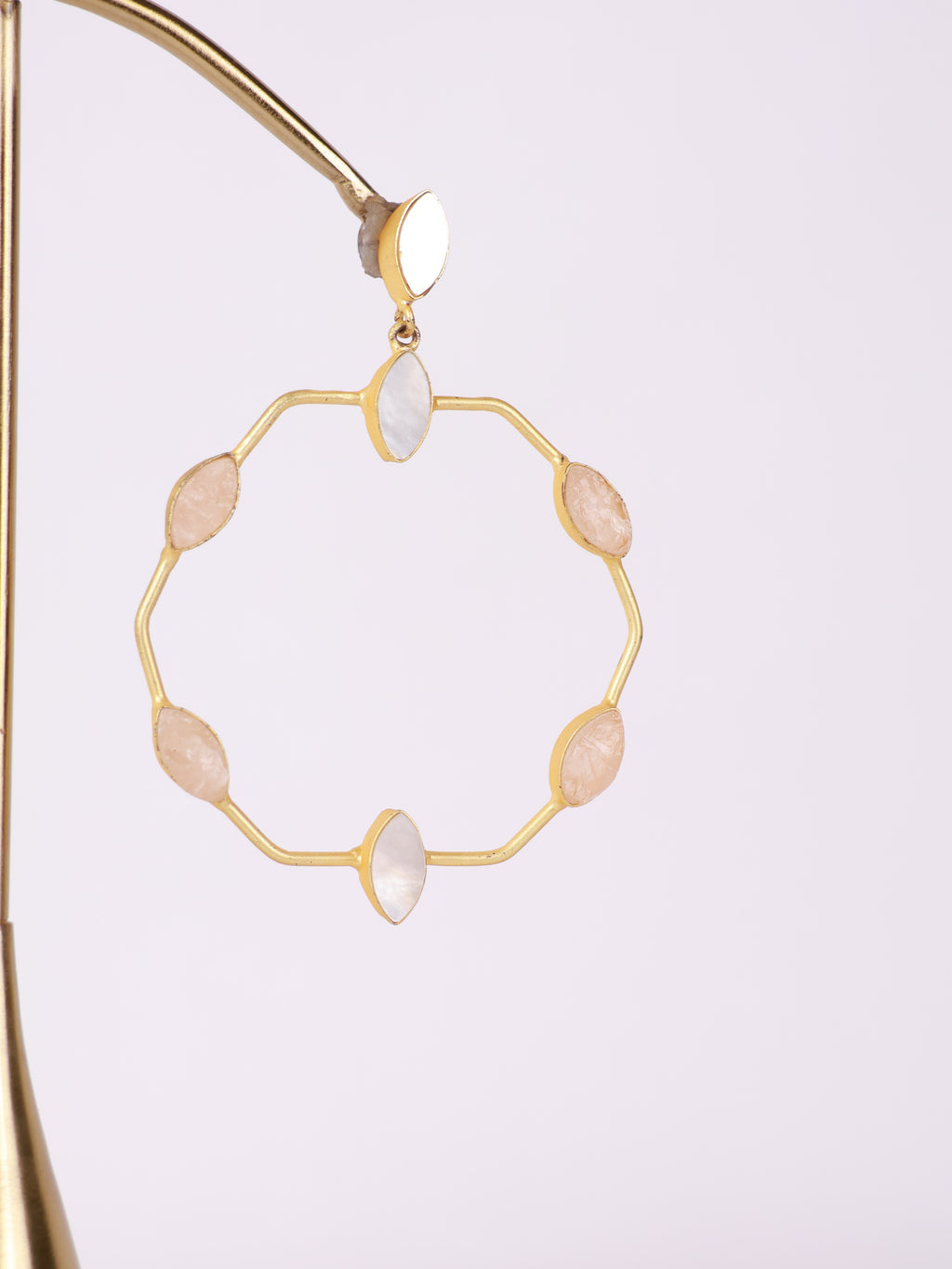 Blush Quartz Gemstone Hoop Earrings