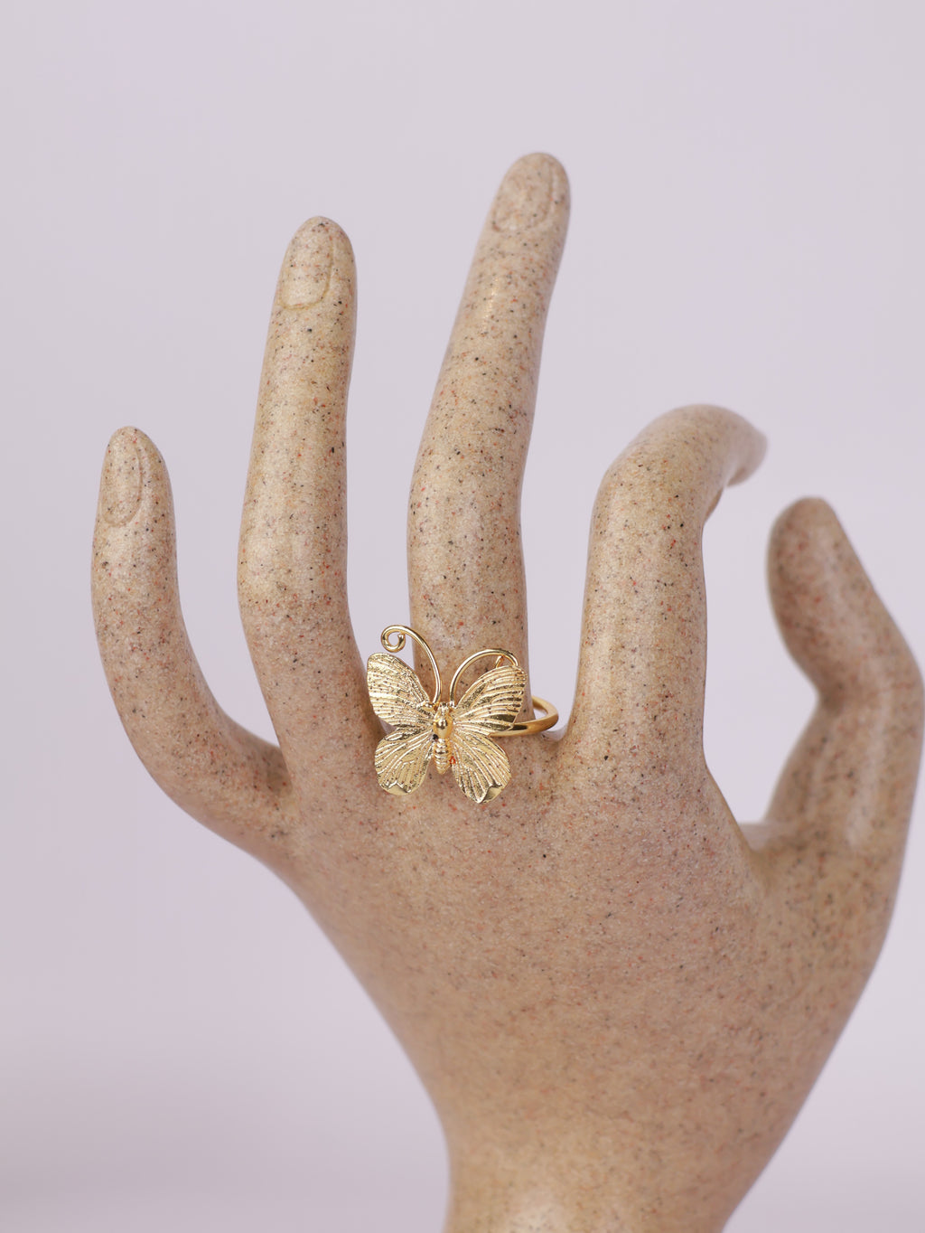 Textured Golden Butterfly Statement Ring
