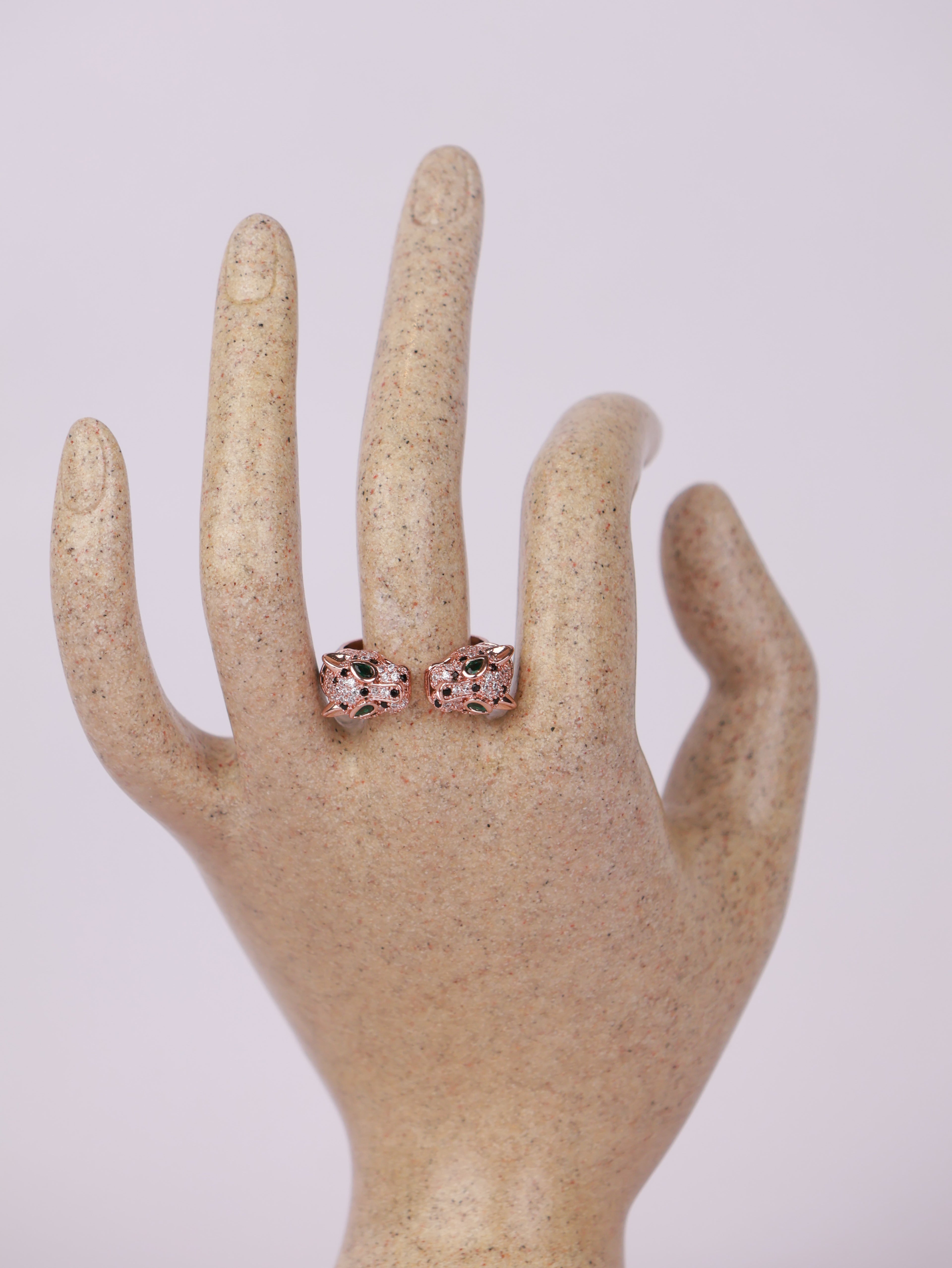 Rose Gold Panther Bypass Ring