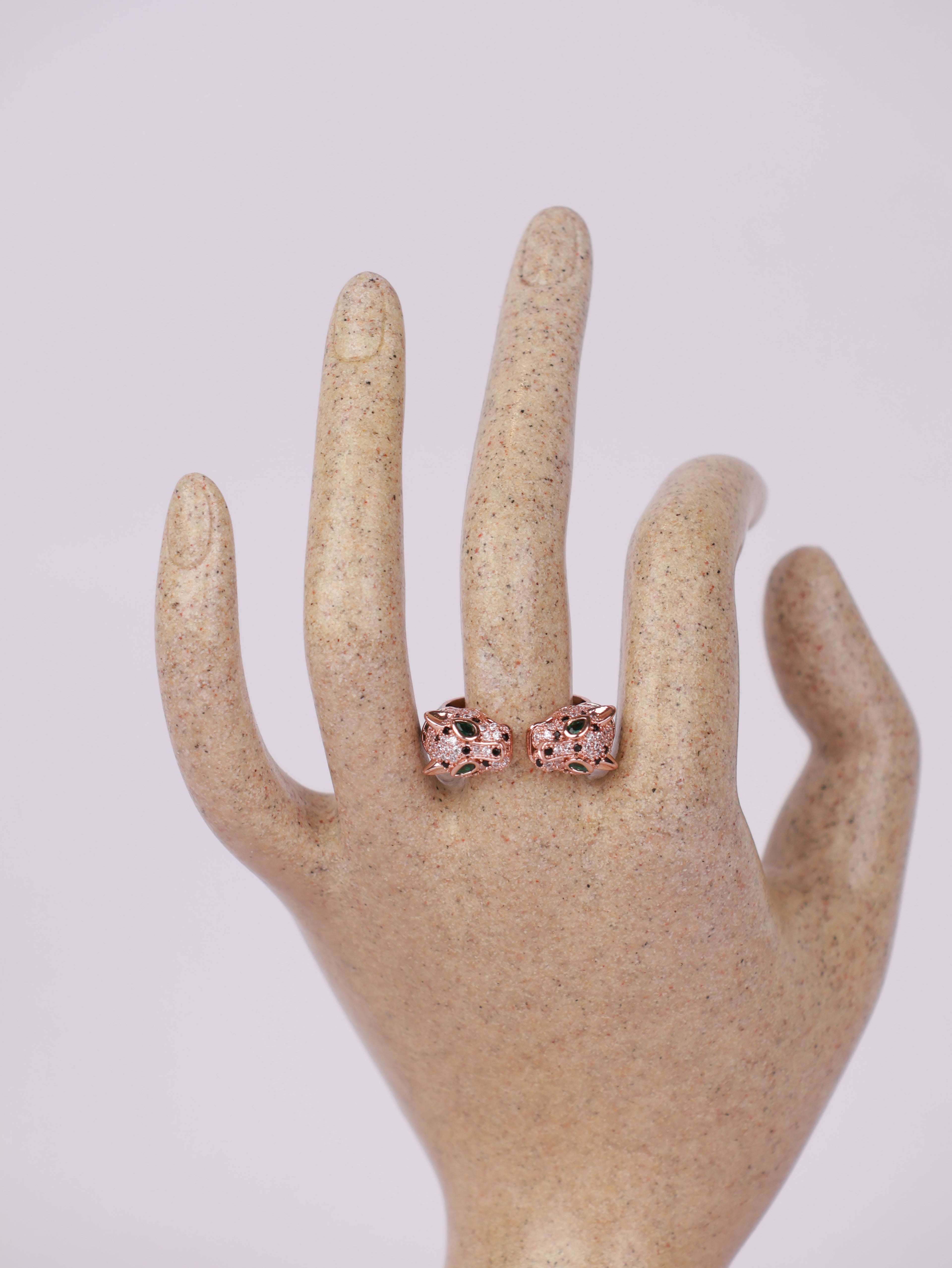 Rose Gold Panther Bypass Ring