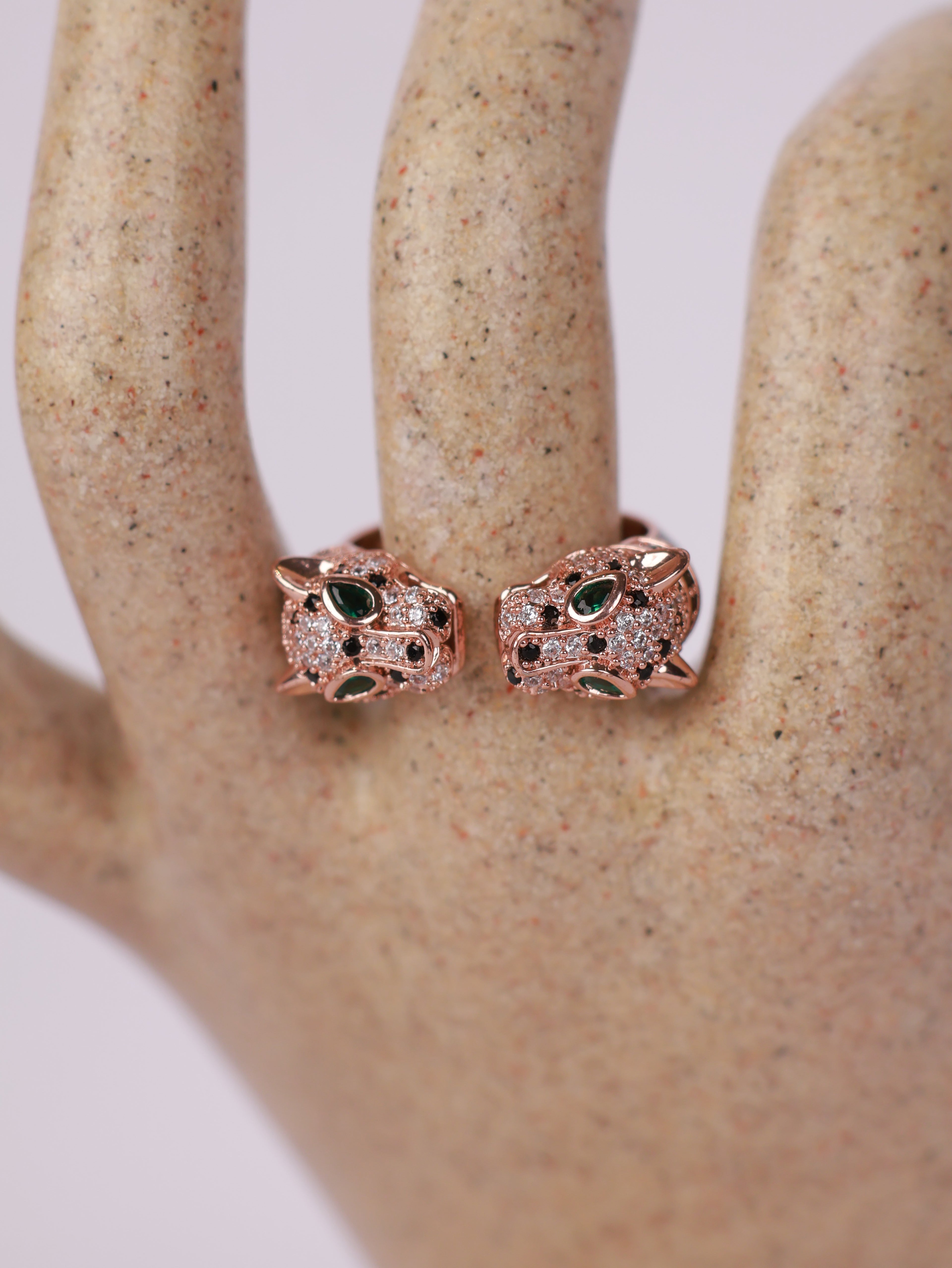 Rose Gold Panther Crystal Ring