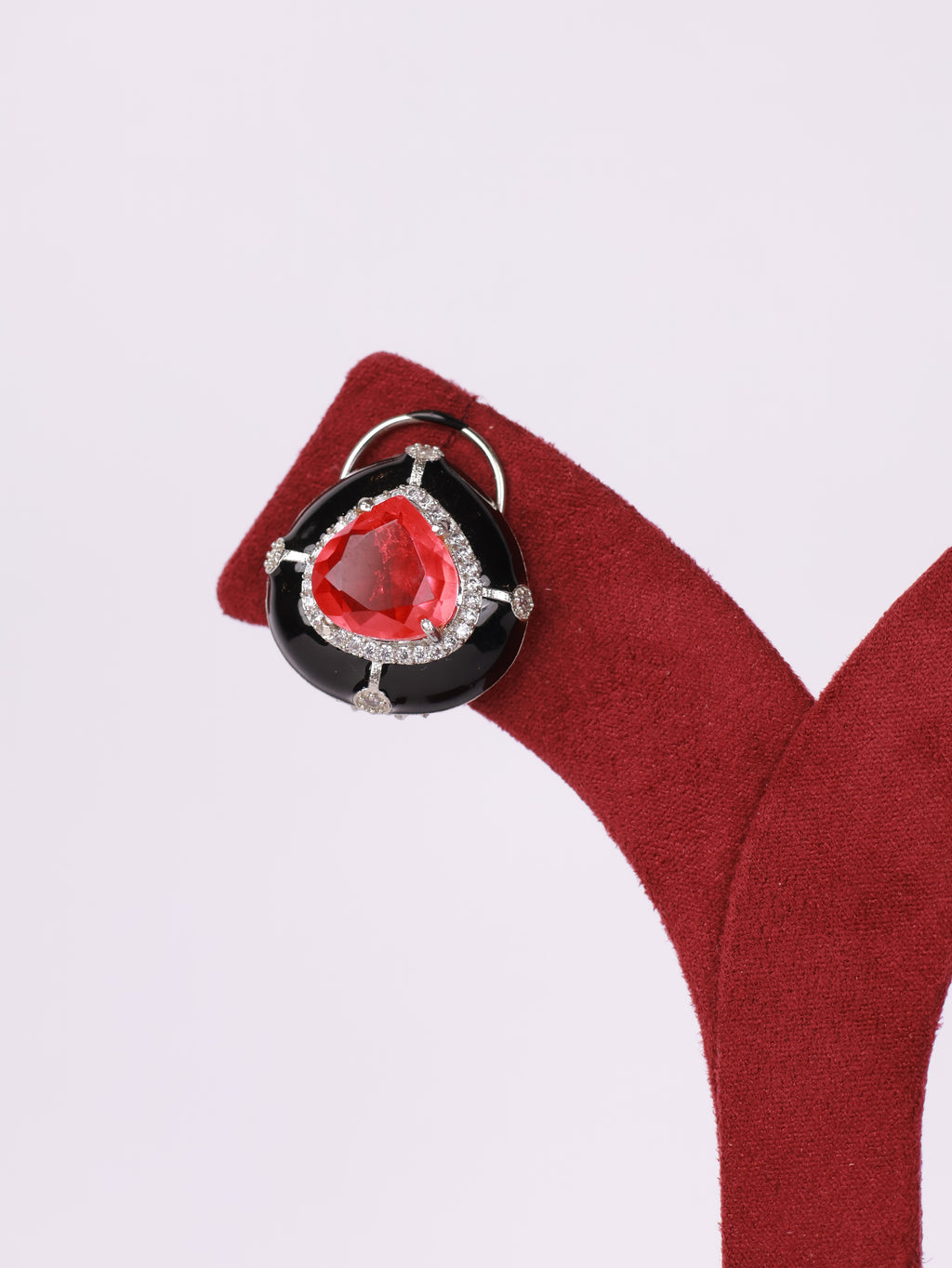 Crimson & Onyx Enamel Stud Earrings