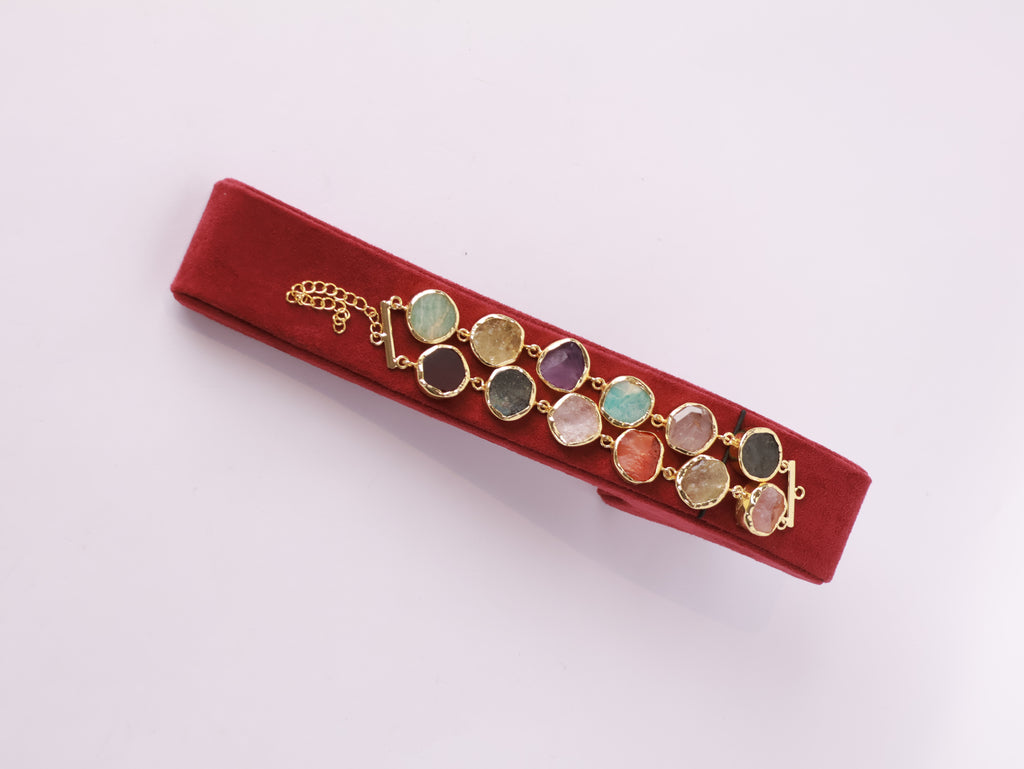 Raw Gemstone Double-Strand Bracelet