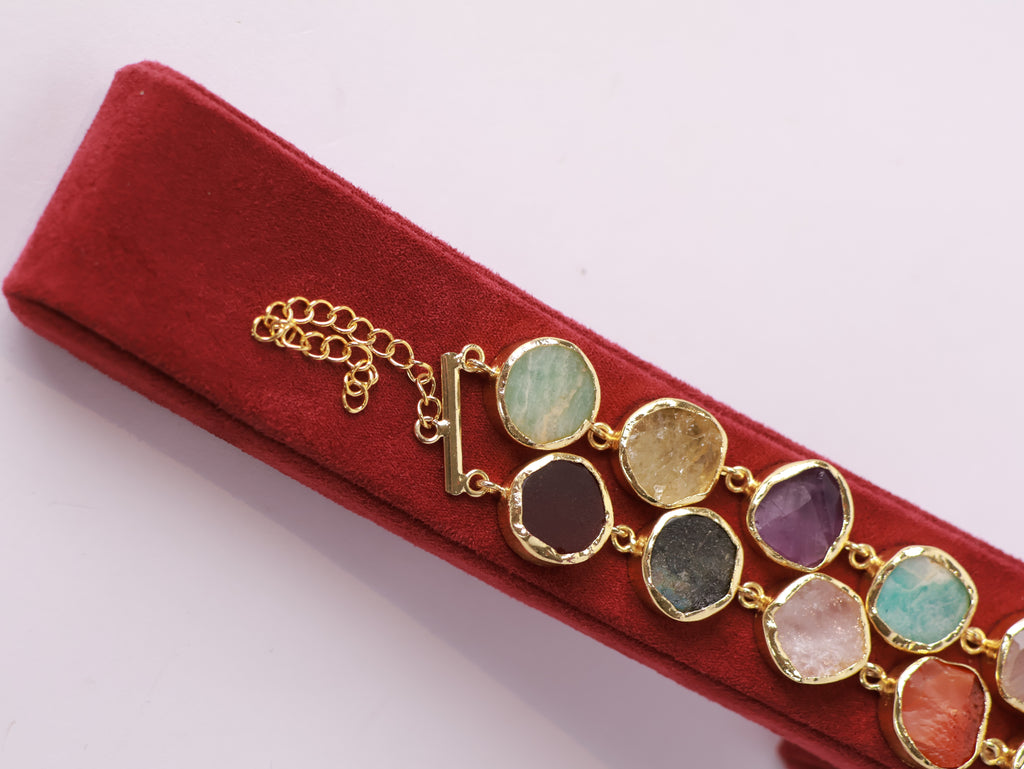 Raw Gemstone Double-Strand Bracelet