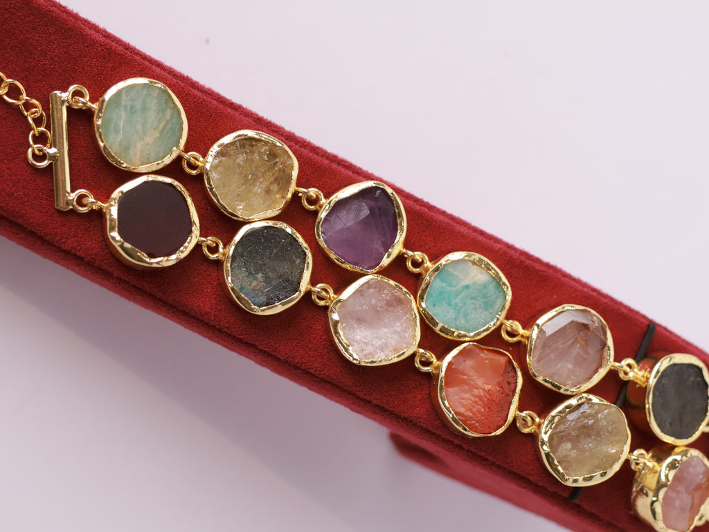 Raw Gemstone Double-Strand Bracelet